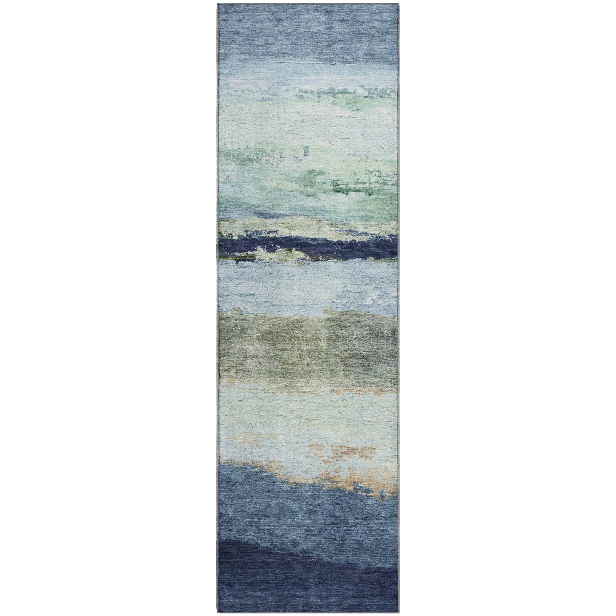 Lucerne Machine Washable Transitional Denim Blue Rug 2'3" x 7'6" #shape_Runner