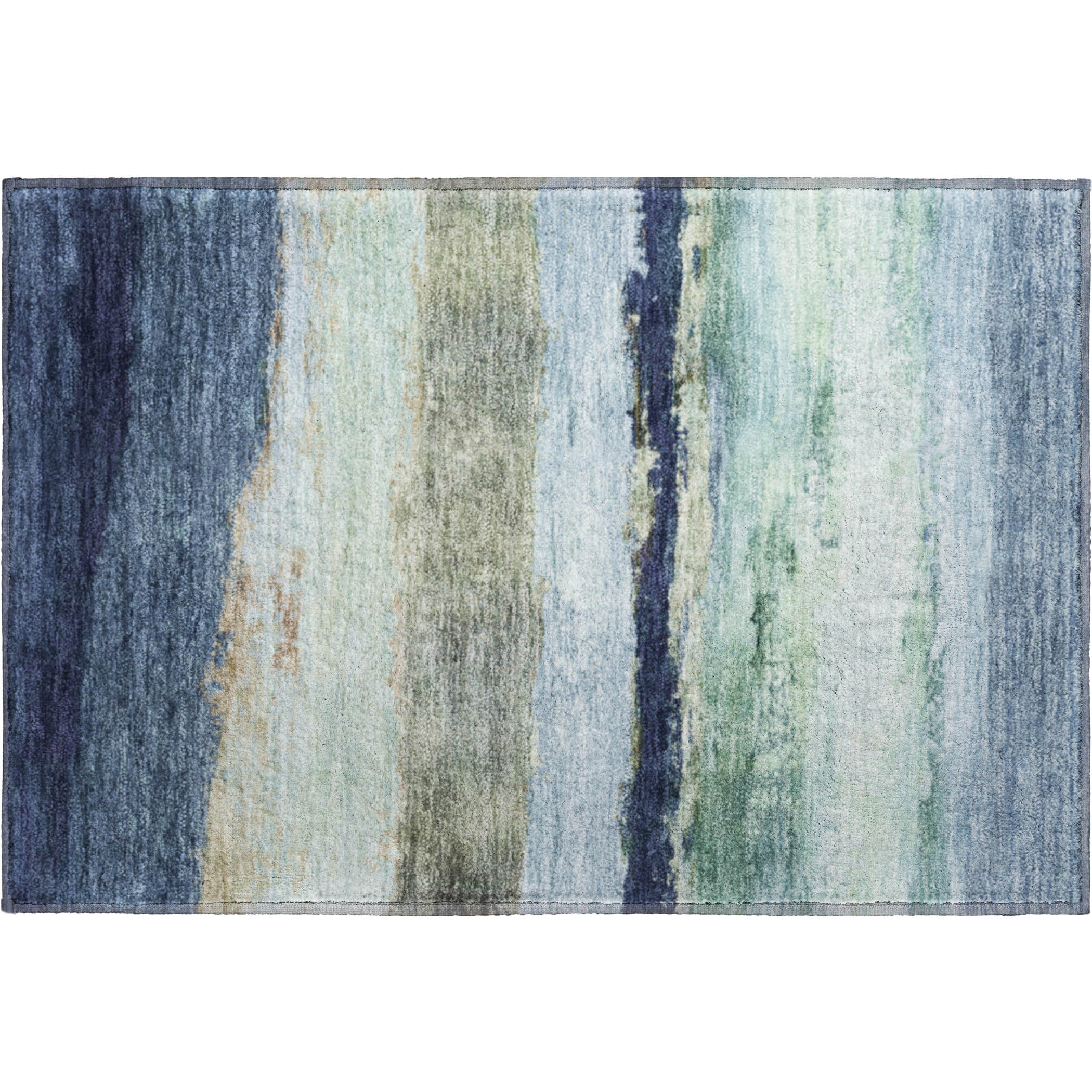 Lucerne Machine Washable Transitional Denim Blue Rug 1'8" x 2'6" #shape_Rectangle