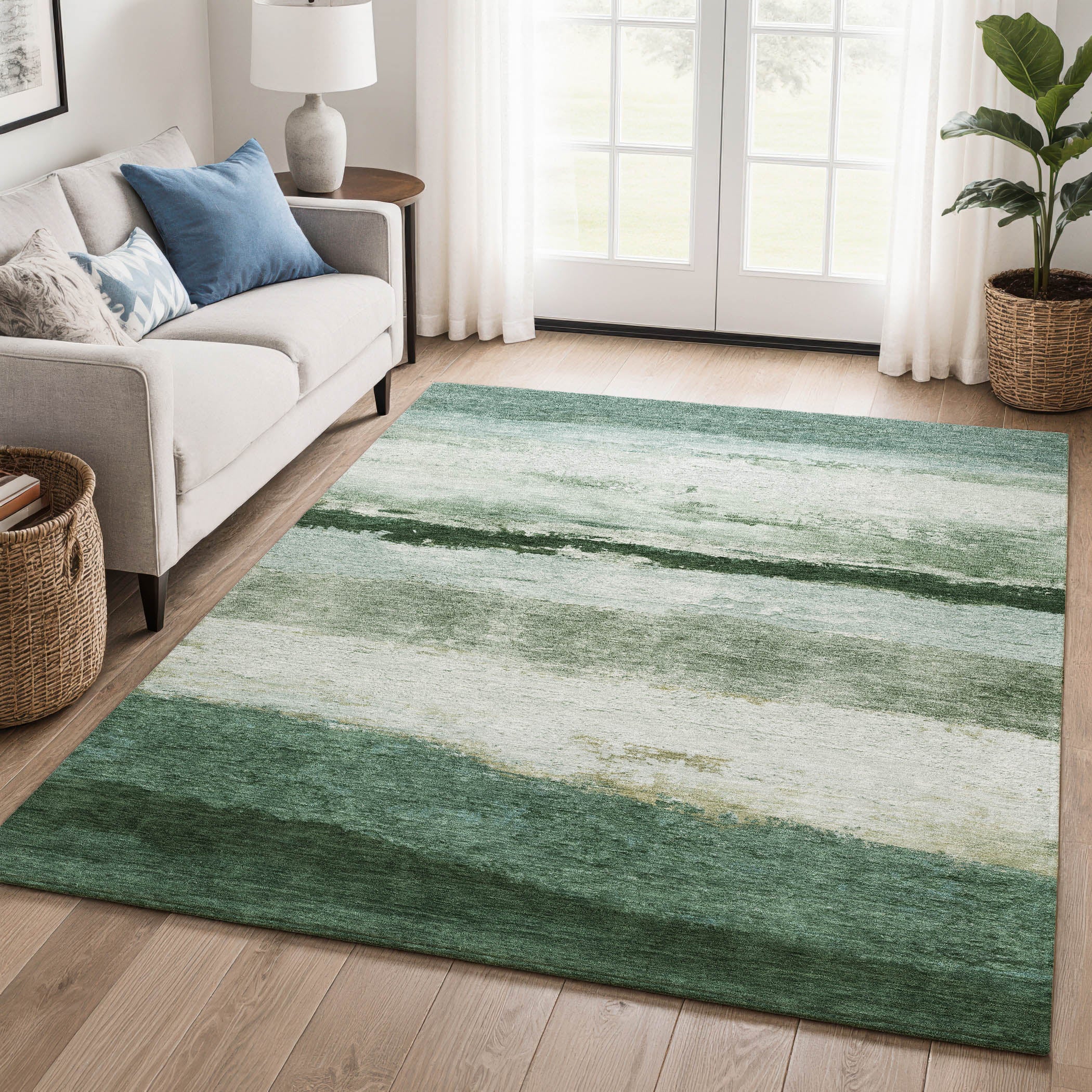 Lucerne Machine Washable Transitional Fern Green Rug 2'6" x 3'10" #shape_Rectangle