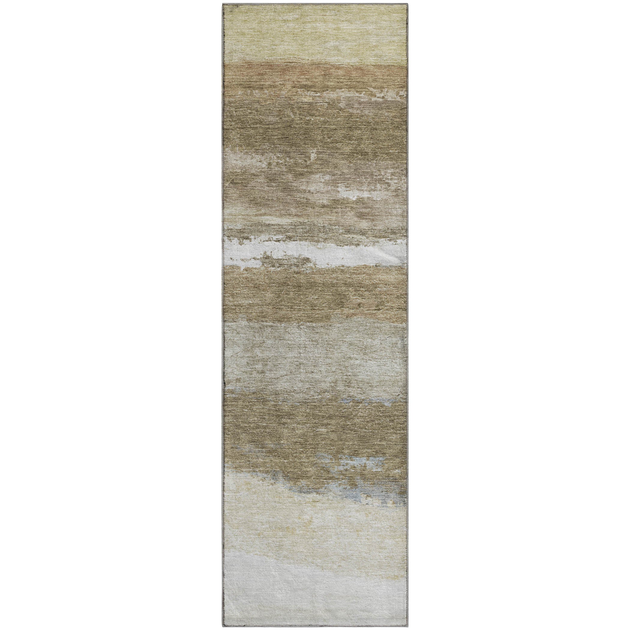 Lucerne Machine Washable Transitional Khaki Brown Rug 2'3" x 7'6" #shape_Runner