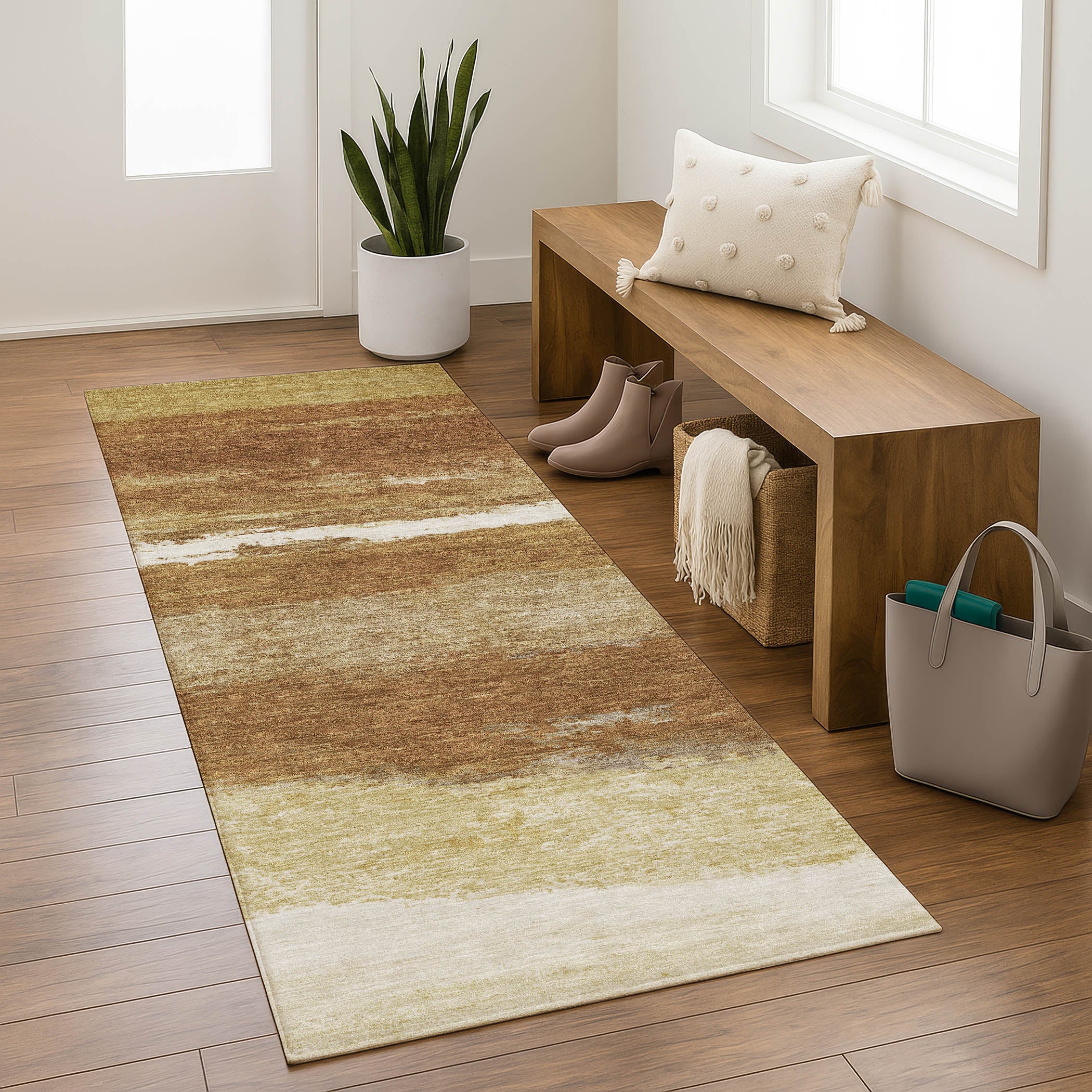 Lucerne Machine Washable Transitional Paprika Orange Rug 2'3" x 7'6" #shape_Runner