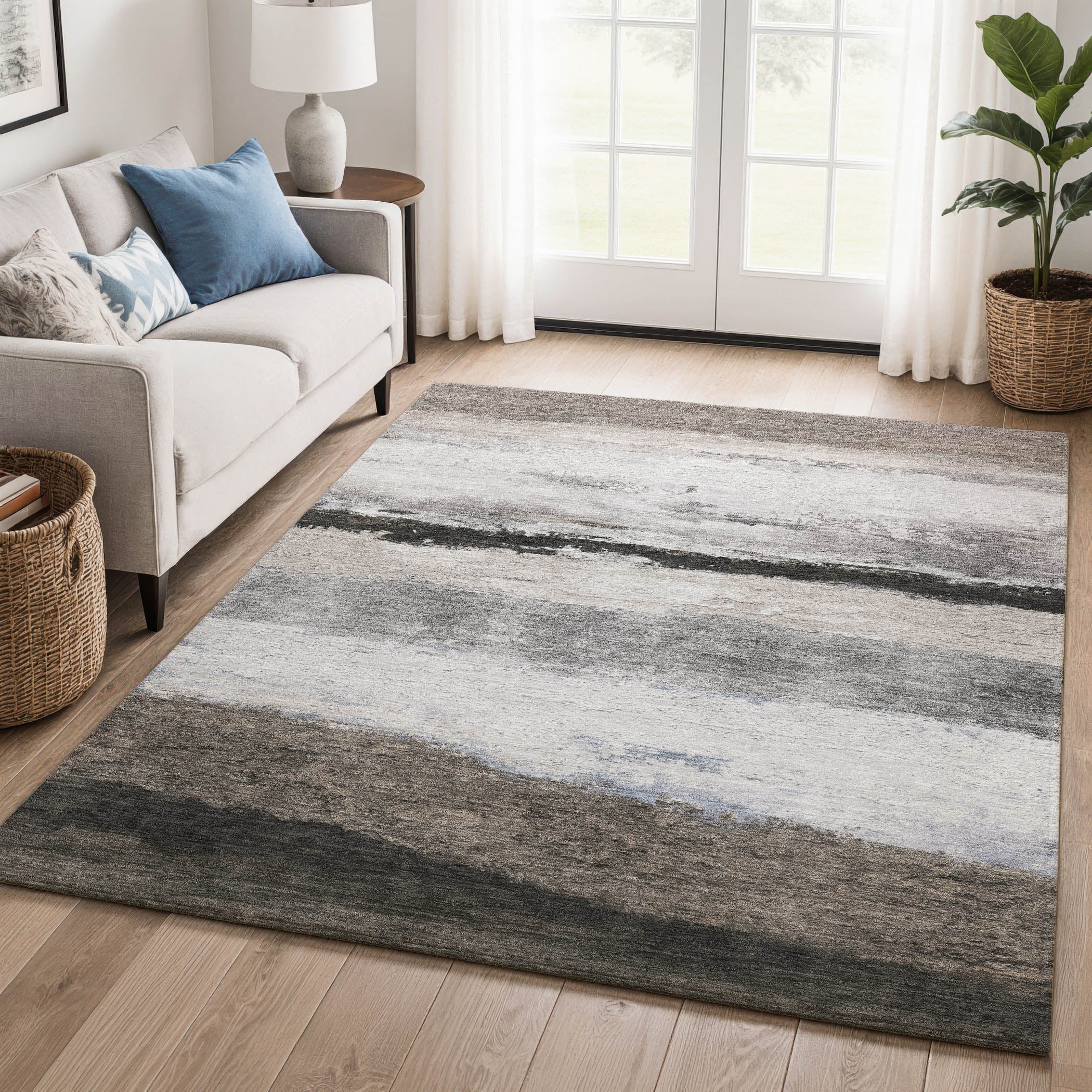 Lucerne Machine Washable Transitional Taupe Brown Rug 2'6" x 3'10" #shape_Rectangle
