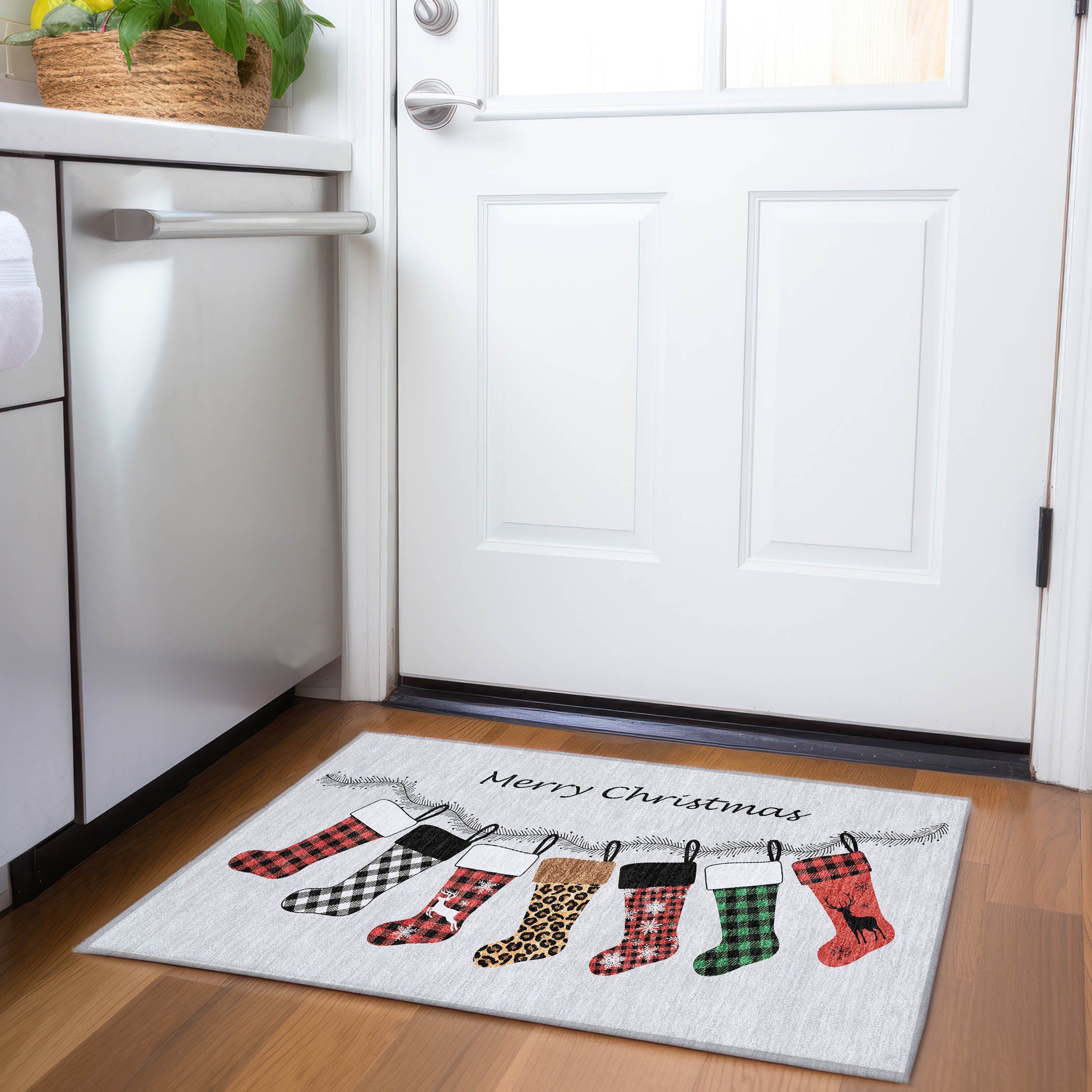 Marrakech Machine Washable Holiday Gray Rug 1'8" x 2'6" #shape_Rectangle