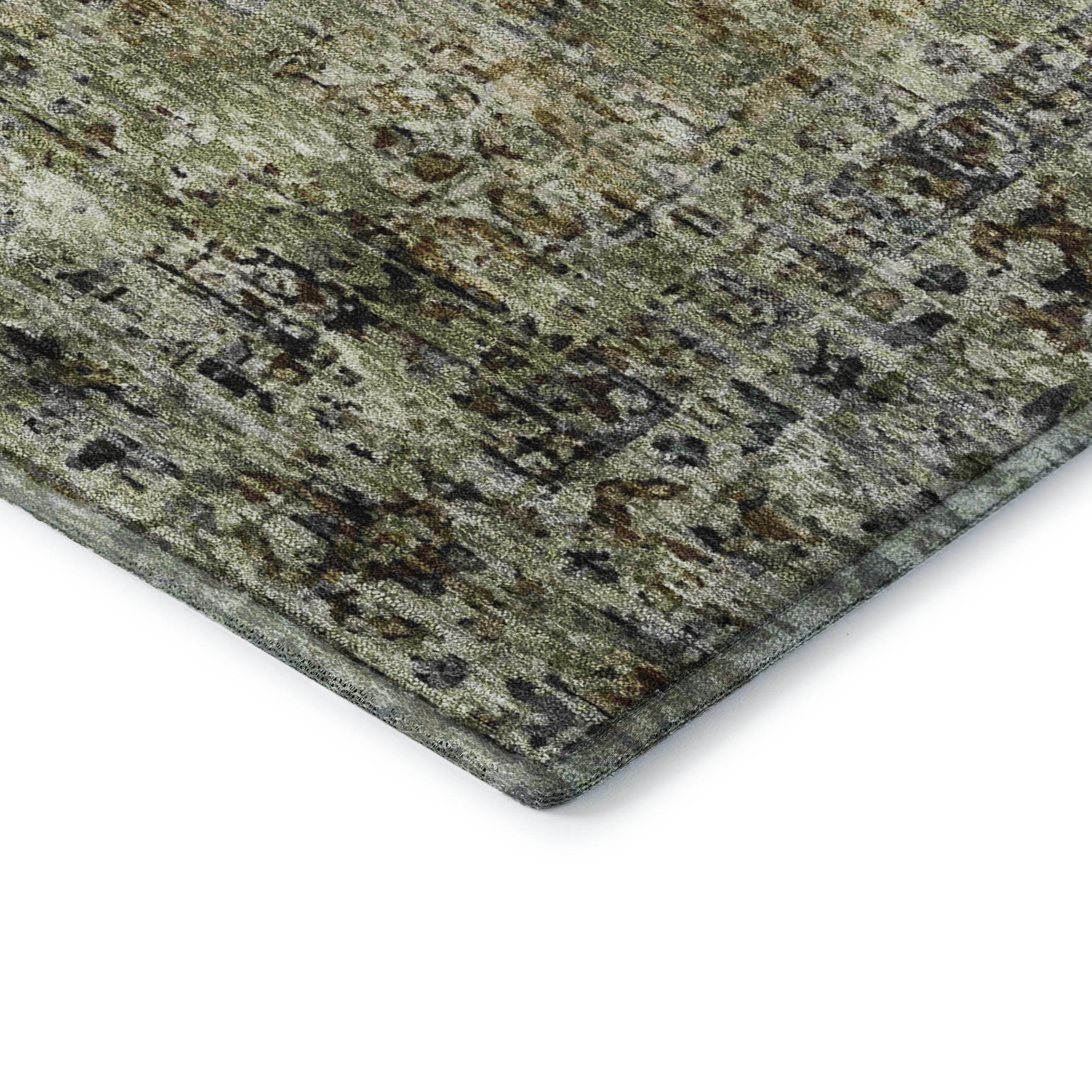 Bangkok Machine Washable Traditional Aloe Green Rug 1'8" x 2'6" #shape_Rectangle