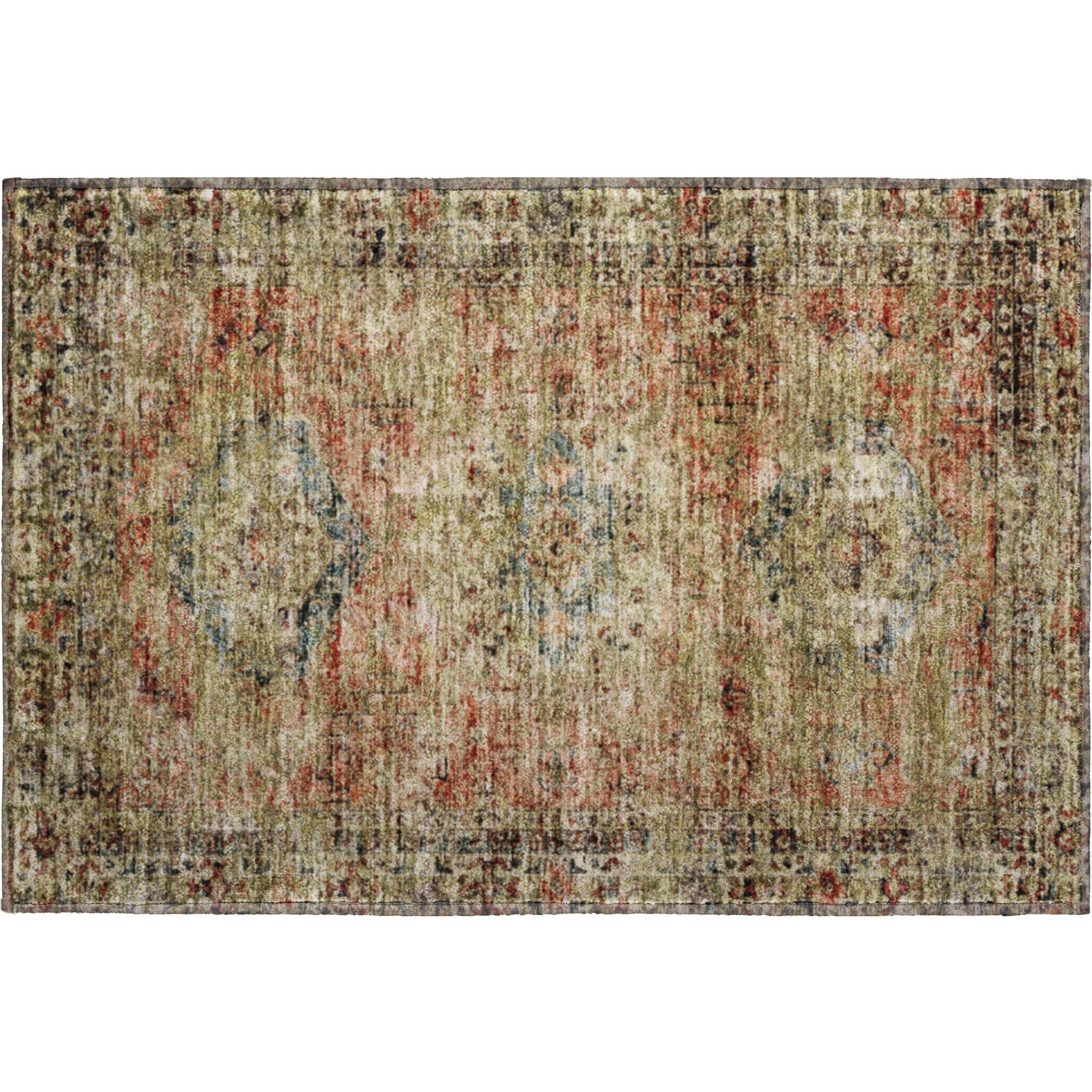 Bangkok Machine Washable Traditional Terracotta Orange Rug 1'8" x 2'6" #shape_Rectangle