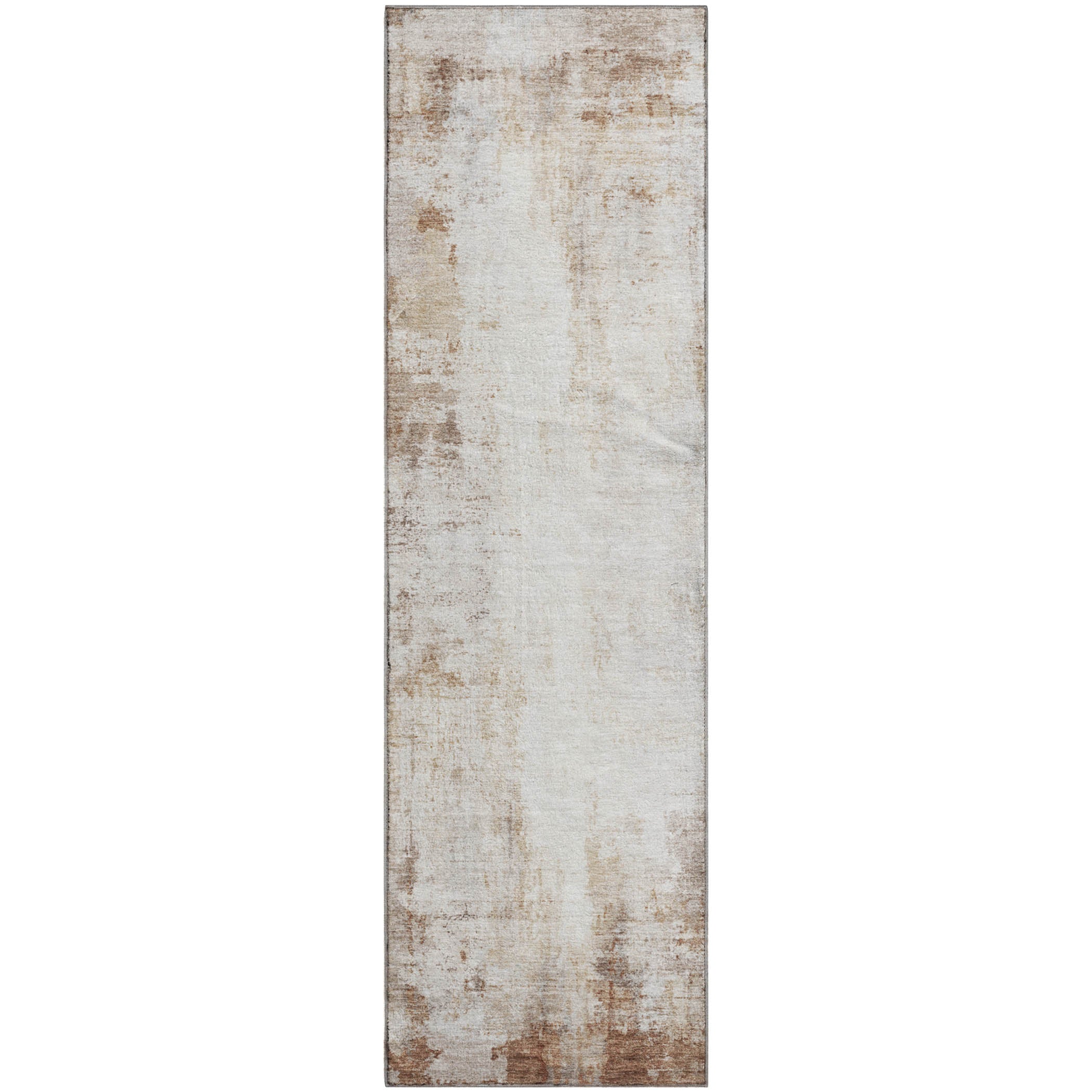 Queenstown Machine Washable Transitional Beige Brown Rug 2'3" x 7'6" #shape_Runner