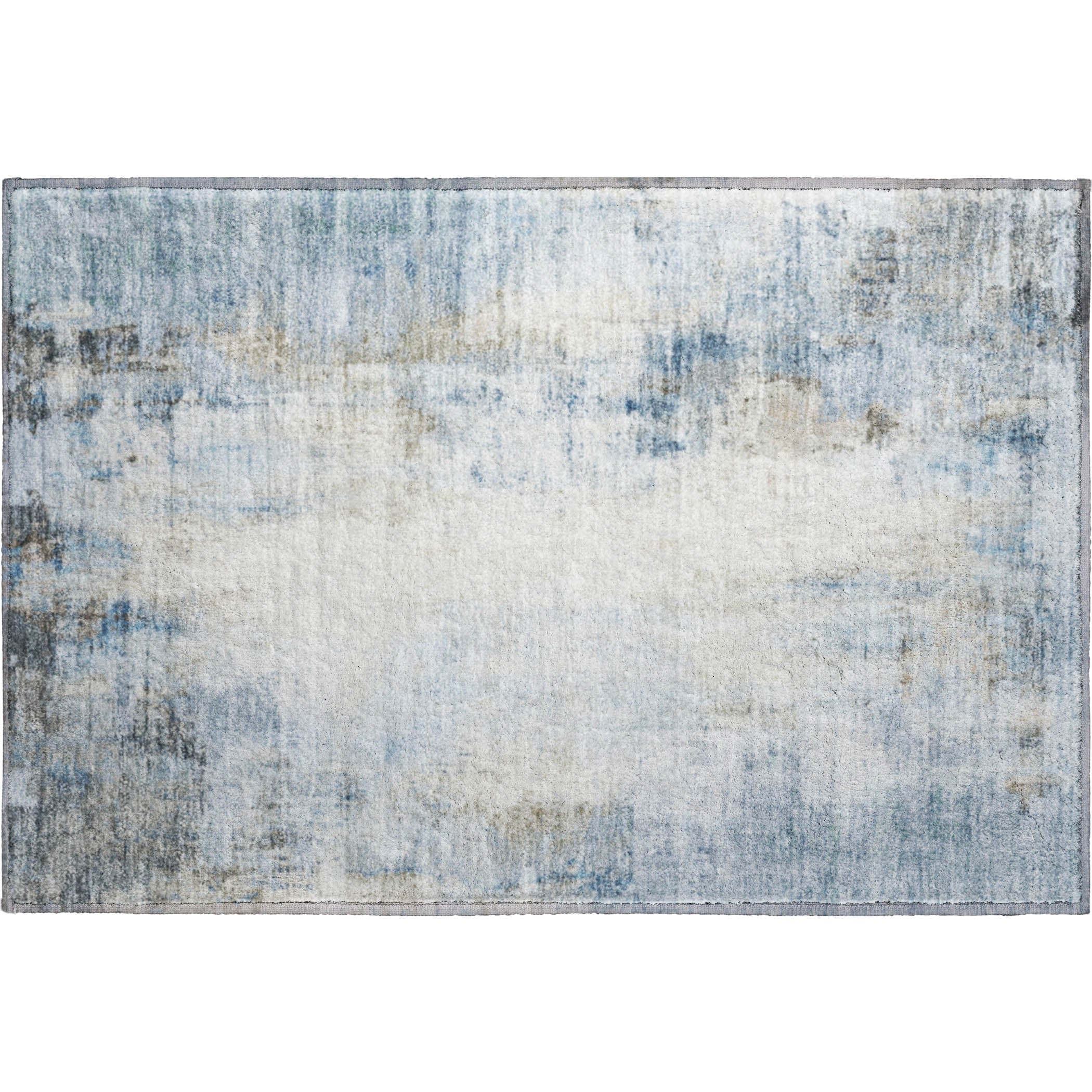 Queenstown Machine Washable Transitional Blue Rug 1'8" x 2'6" #shape_Rectangle