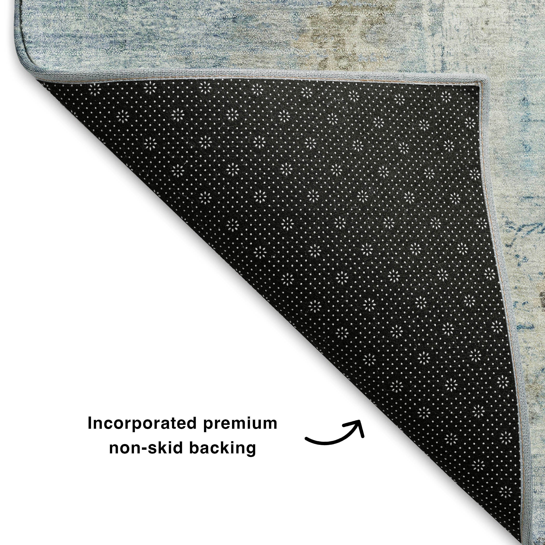 Queenstown Machine Washable Transitional Blue Rug 1'8" x 2'6" #shape_Rectangle