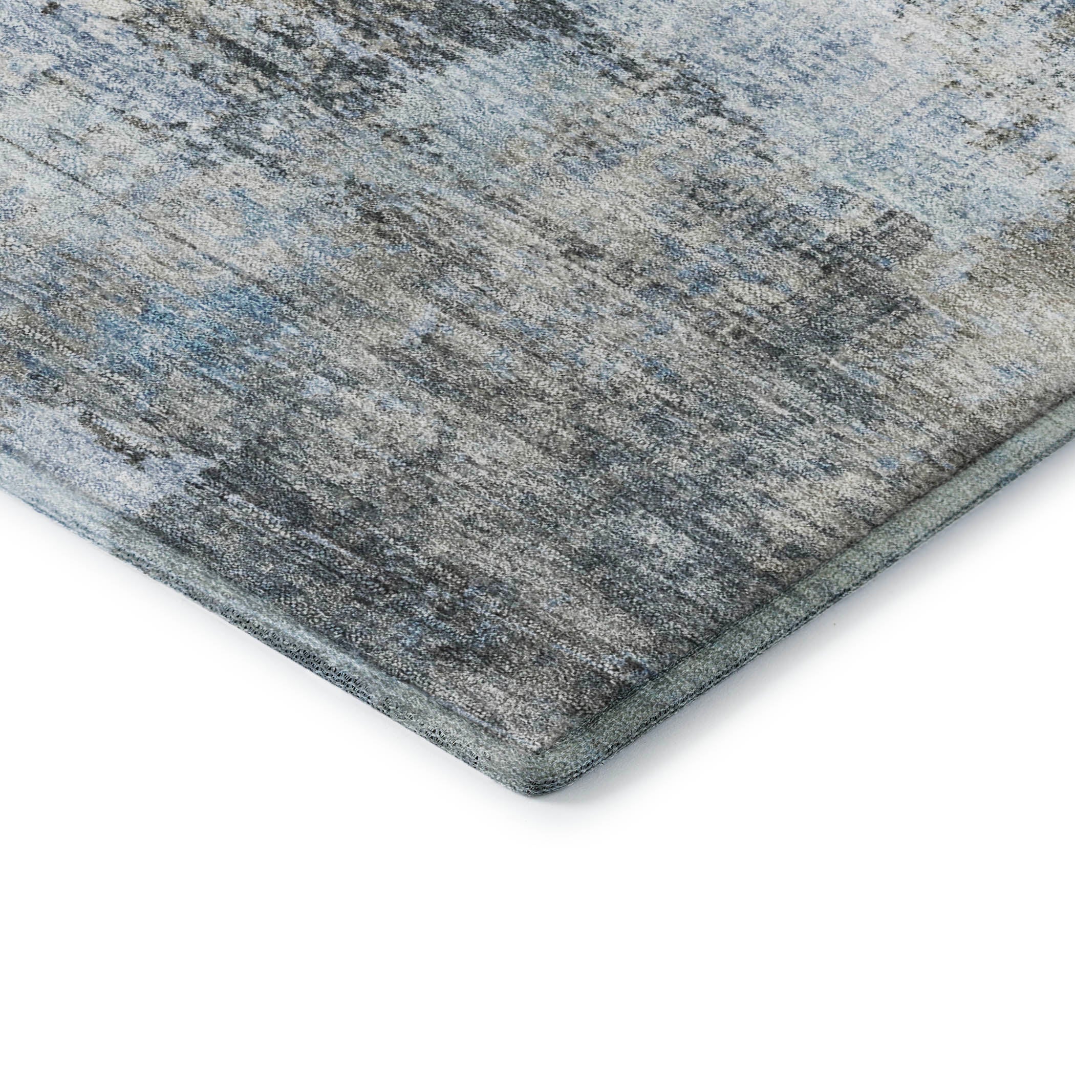 Queenstown Machine Washable Transitional Blue Rug 1'8" x 2'6" #shape_Rectangle