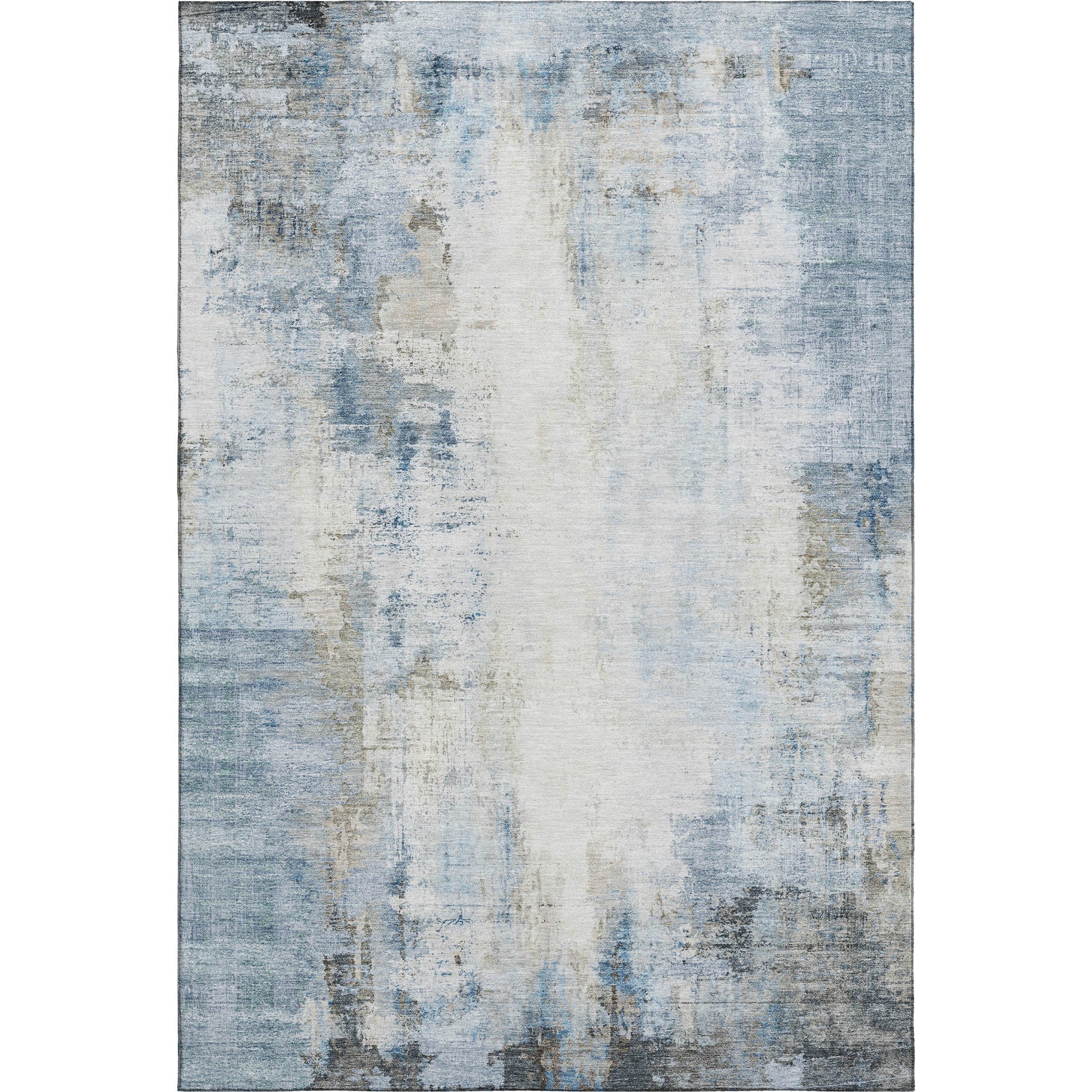 Queenstown Machine Washable Transitional Blue Rug 2'6" x 3'10" #shape_Rectangle