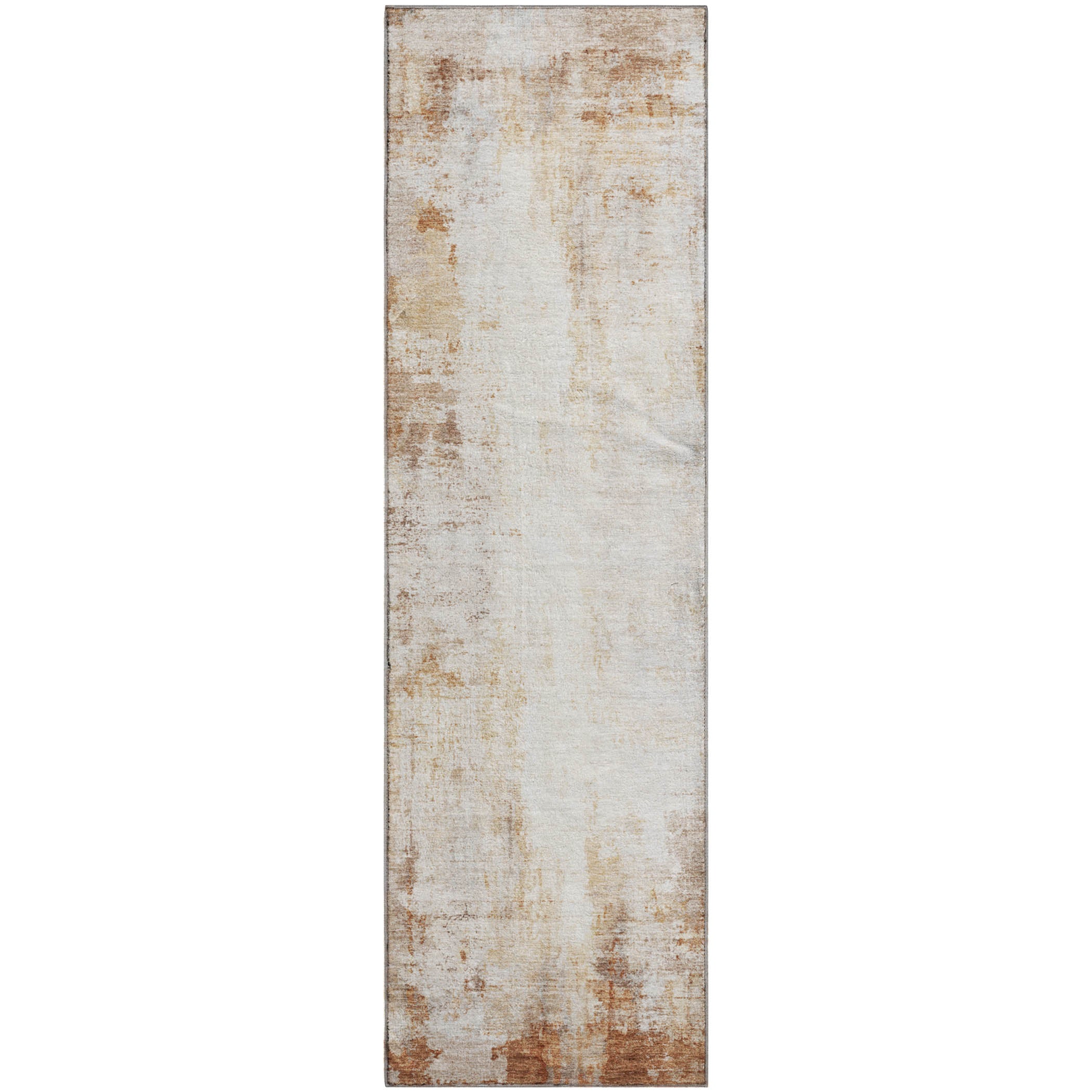 Queenstown Machine Washable Transitional Copper Orange Rug 2'3" x 7'6" #shape_Runner