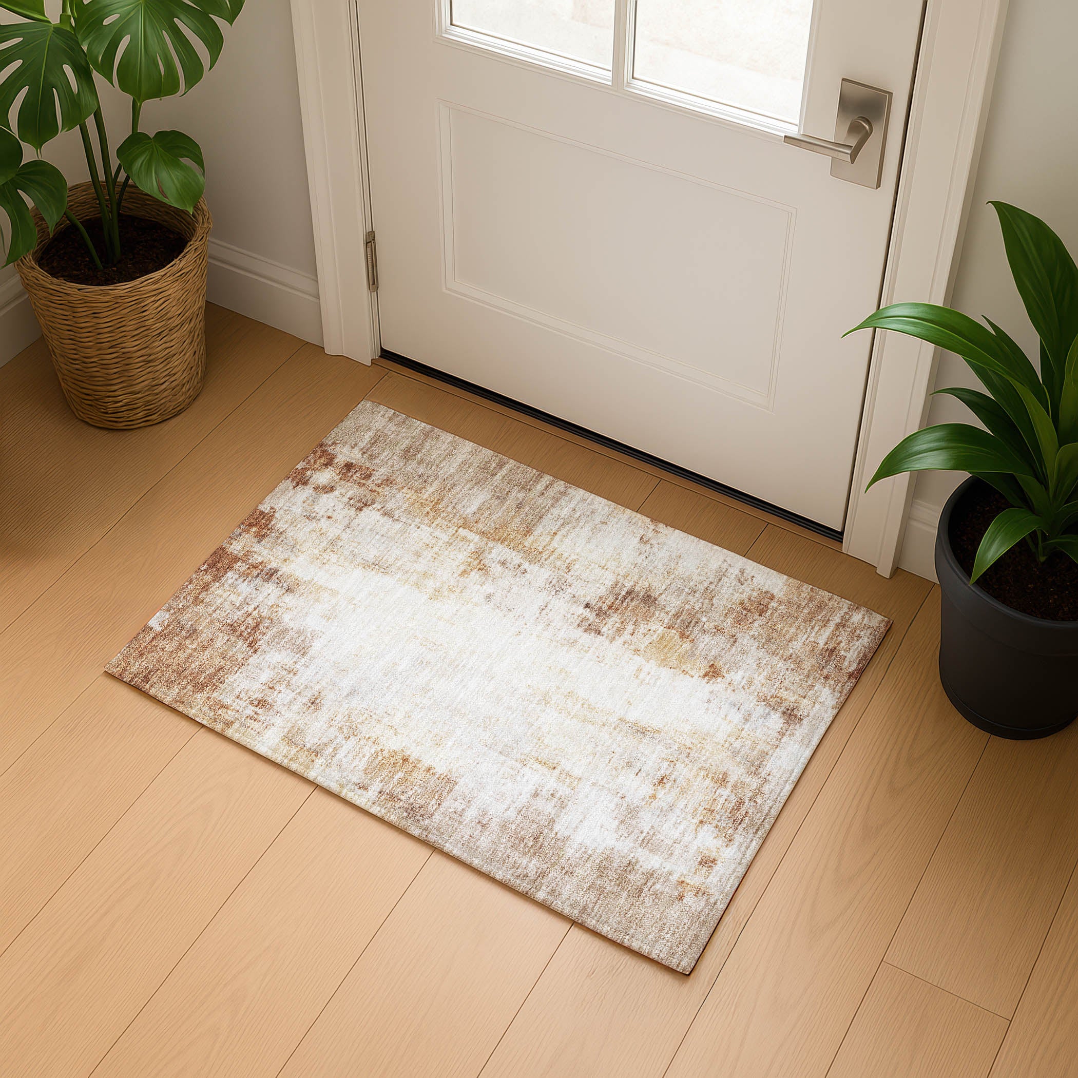 Queenstown Machine Washable Transitional Copper Orange Rug 1'8" x 2'6" #shape_Rectangle