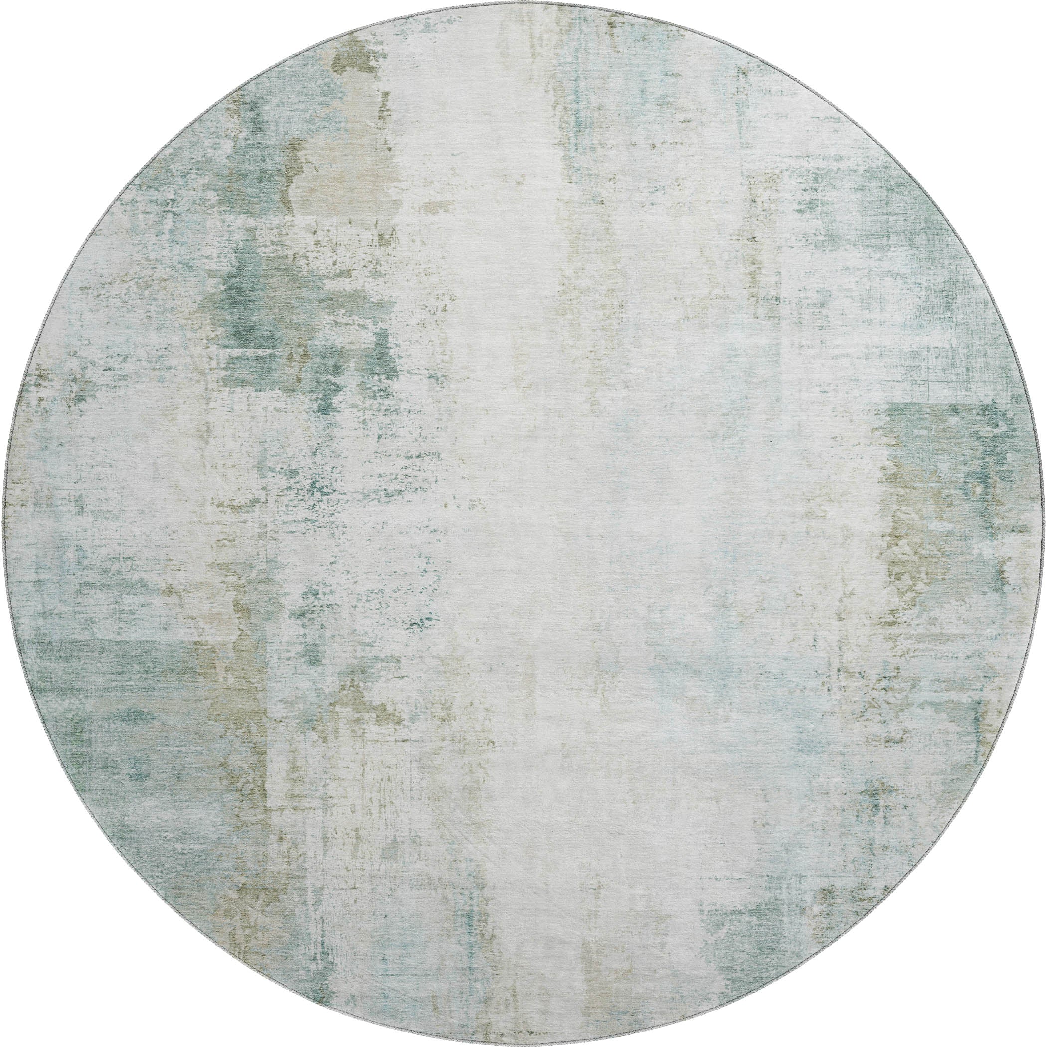 Queenstown Machine Washable Transitional Sage Green Rug 8' x 8' #shape_Round