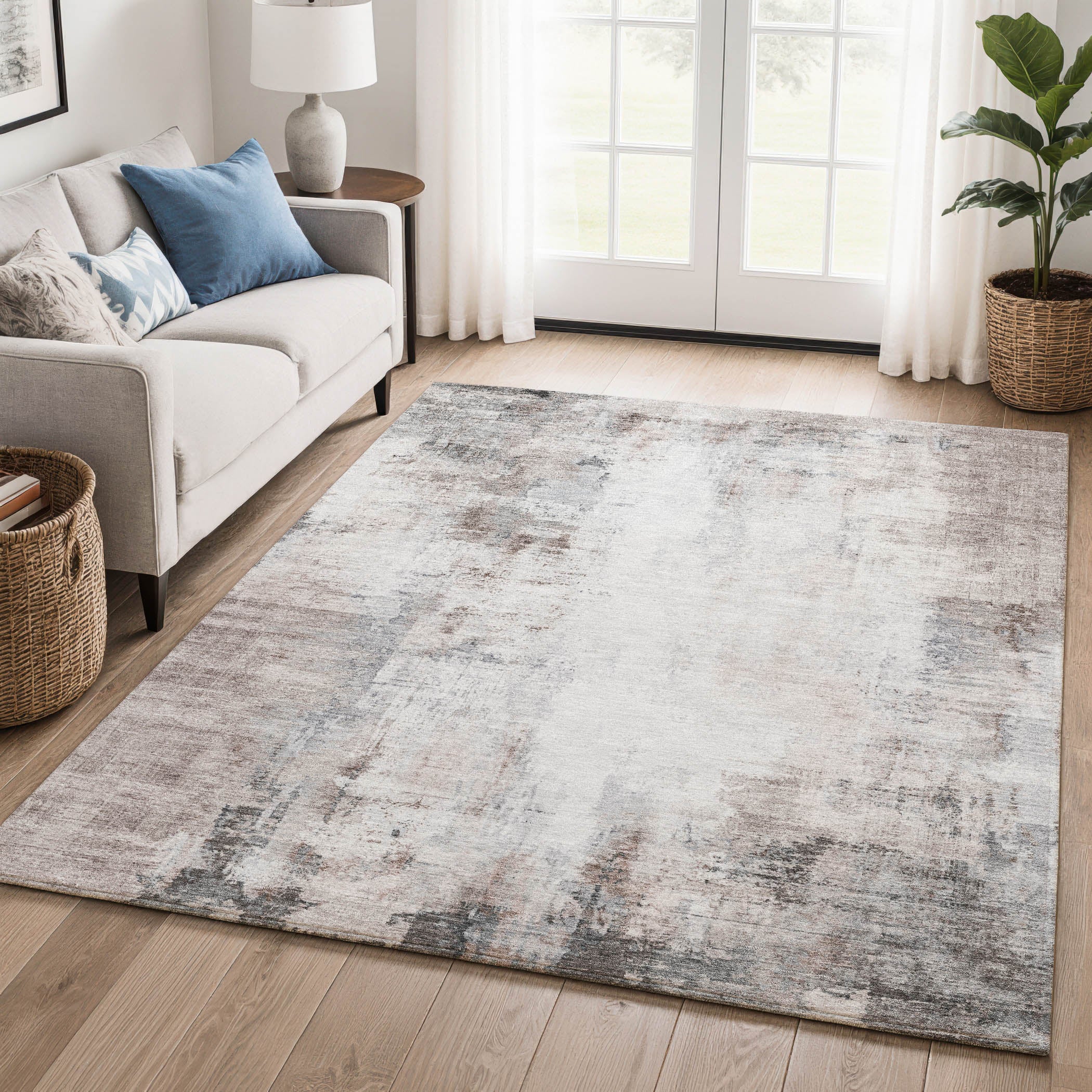 Queenstown Machine Washable Transitional Taupe Brown Rug 2'6" x 3'10" #shape_Rectangle