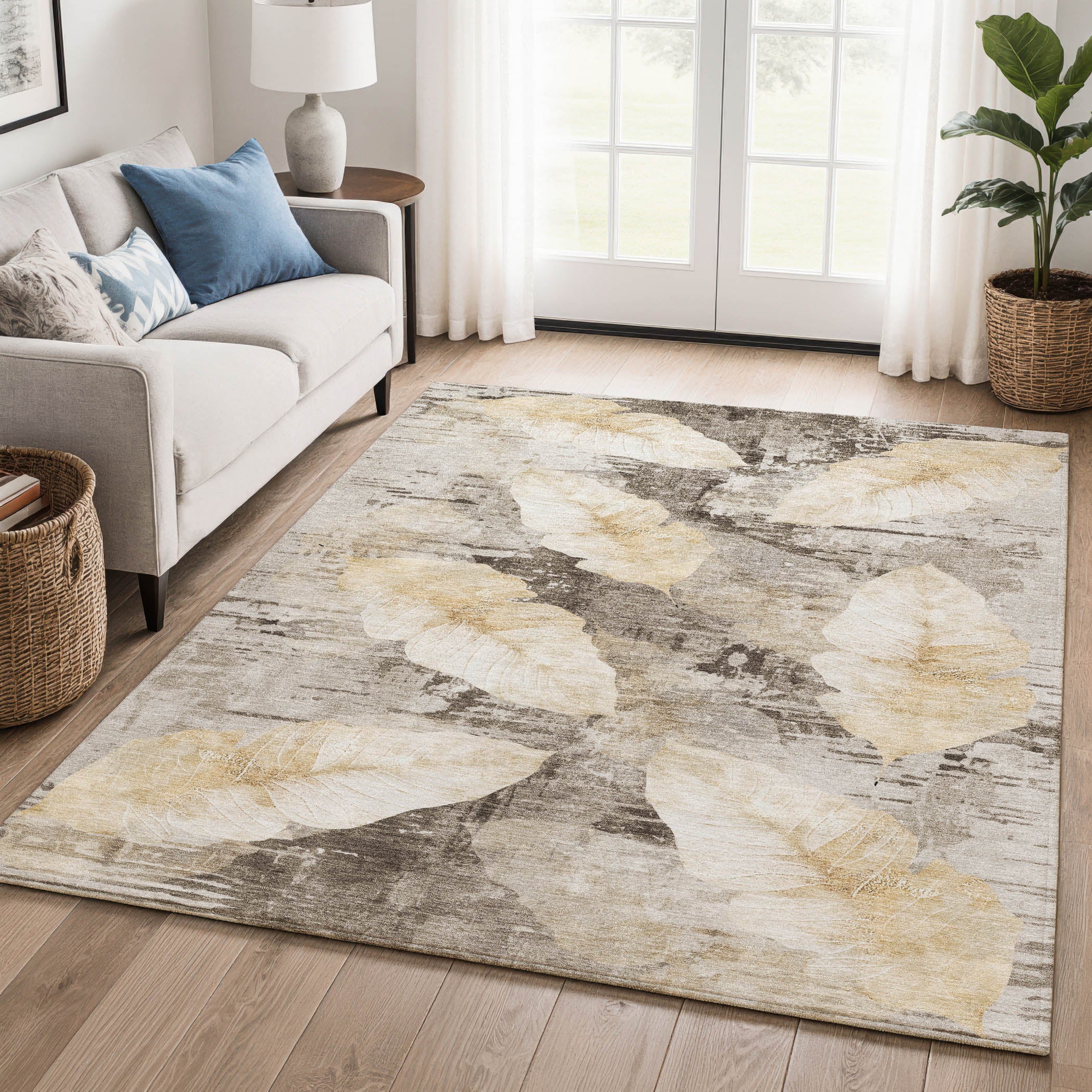 Santorini Machine Washable Transitional Brown Rug 2'6" x 3'10" #shape_Rectangle