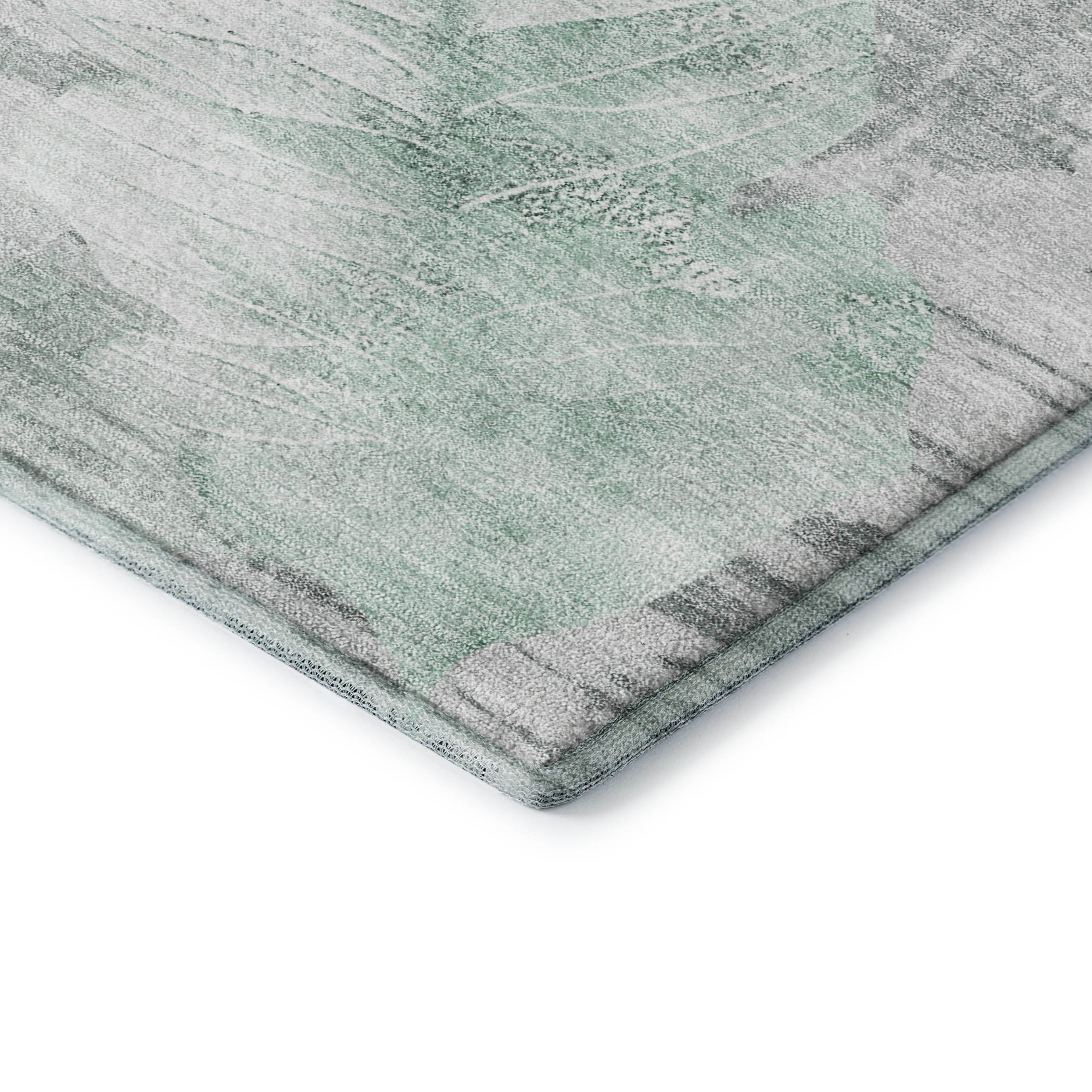 Santorini Machine Washable Transitional Teal Rug 1'8" x 2'6" #shape_Rectangle