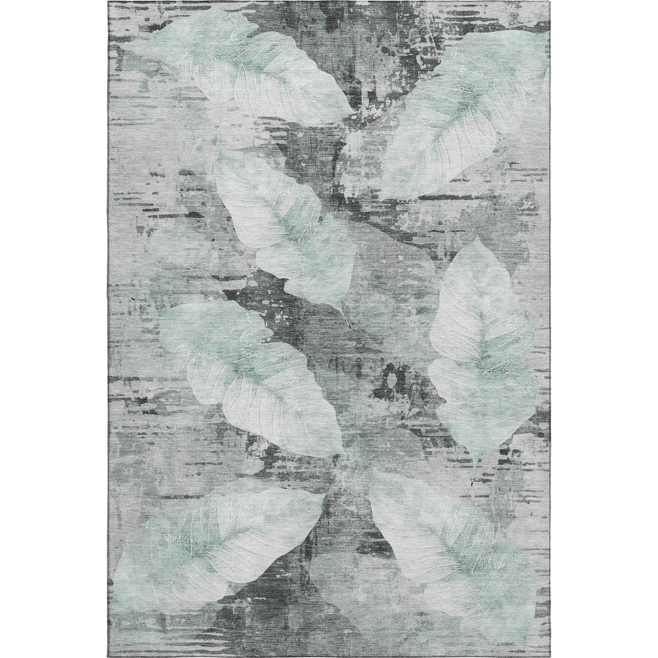 Santorini Machine Washable Transitional Teal Rug 2'6" x 3'10" #shape_Rectangle