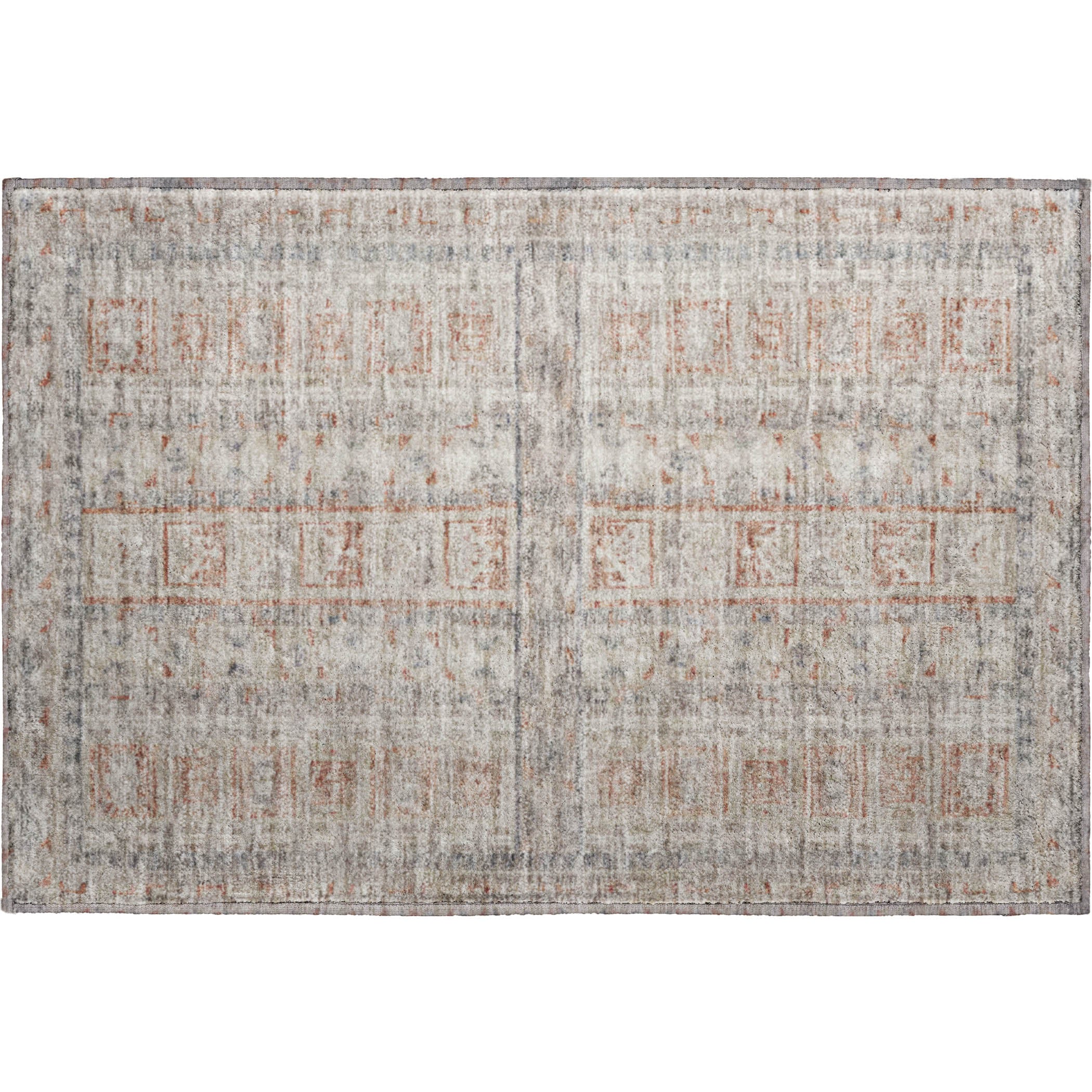 Colombo Machine Washable Transitional Beige Brown Rug 1'8" x 2'6" #shape_Rectangle