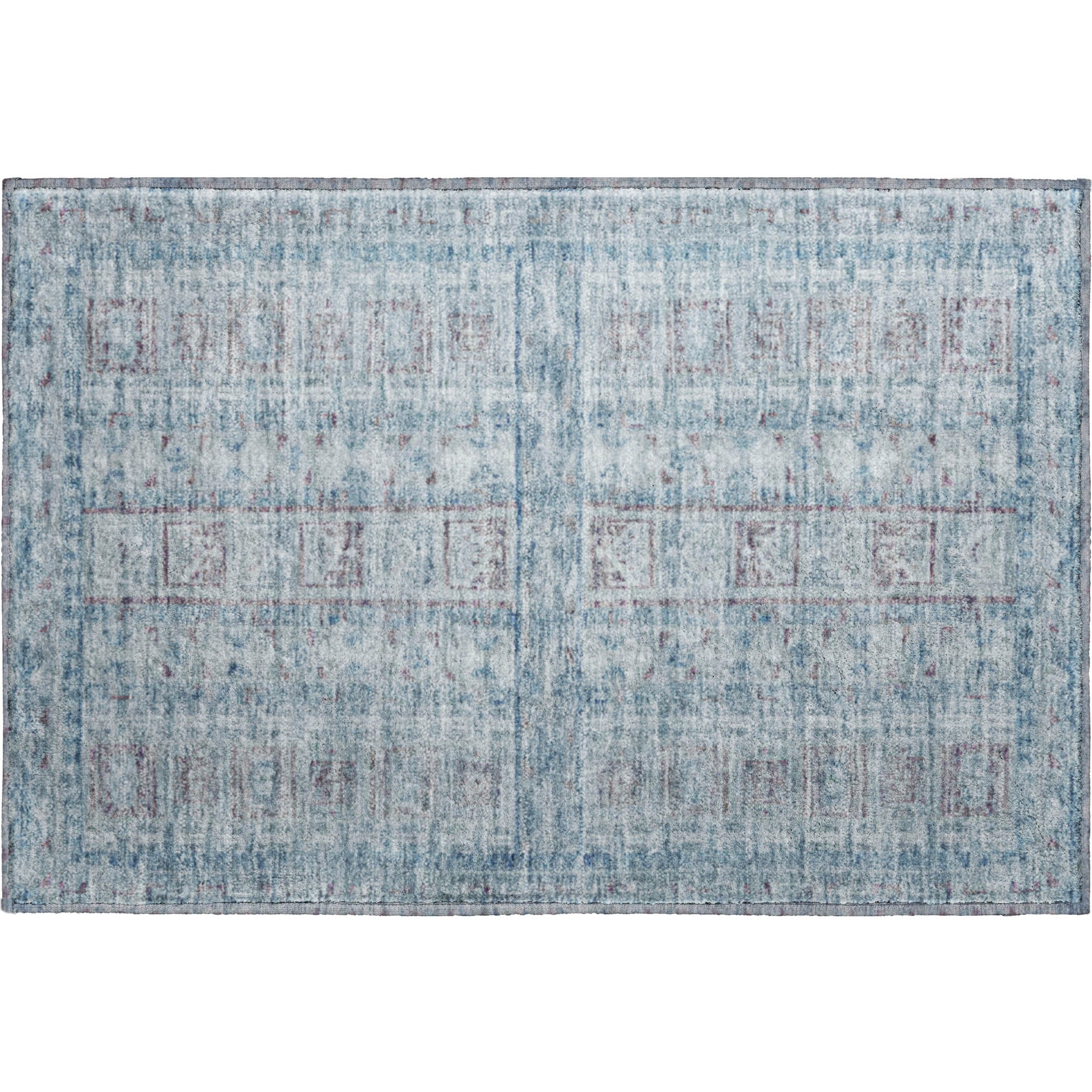 Colombo Machine Washable Transitional Blue Rug 1'8" x 2'6" #shape_Rectangle