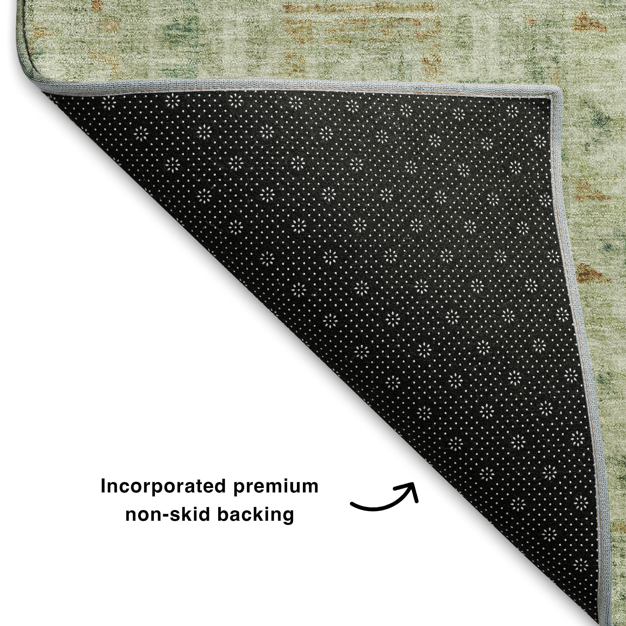 Colombo Machine Washable Transitional Green Rug 1'8" x 2'6" #shape_Rectangle
