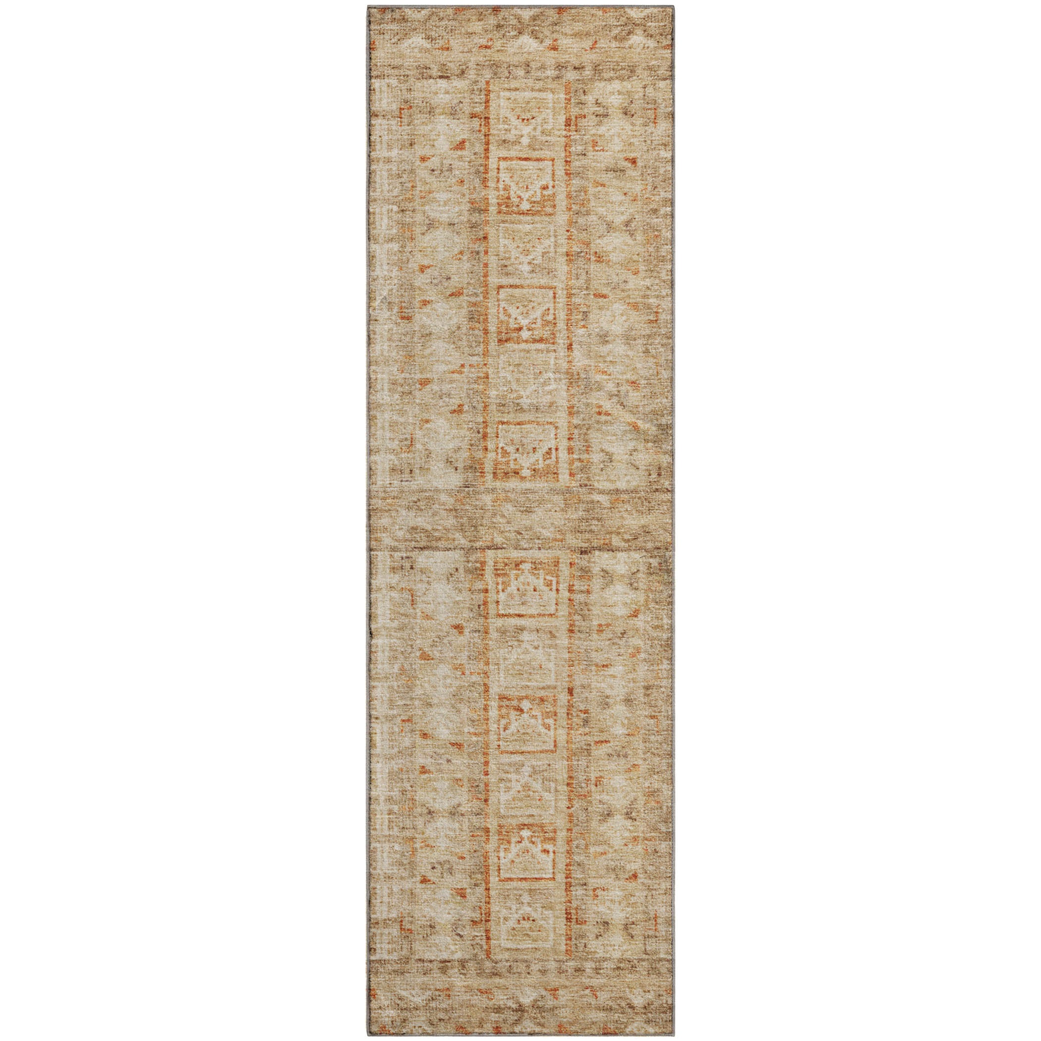 Colombo Machine Washable Transitional Paprika Orange Rug 2'3" x 7'6" #shape_Runner