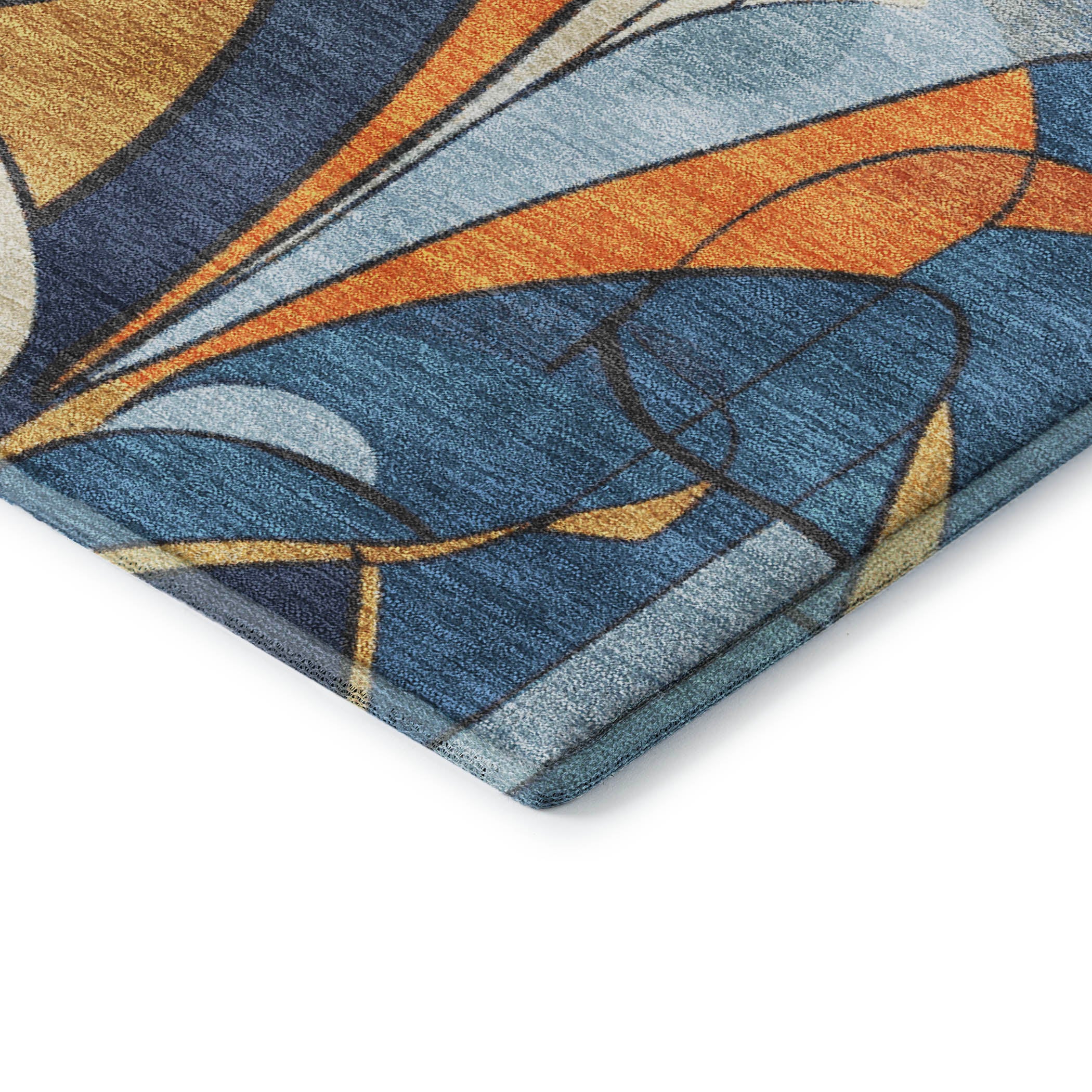 Kotor Machine Washable Transitional Blue Rug 1'8" x 2'6" #shape_Rectangle