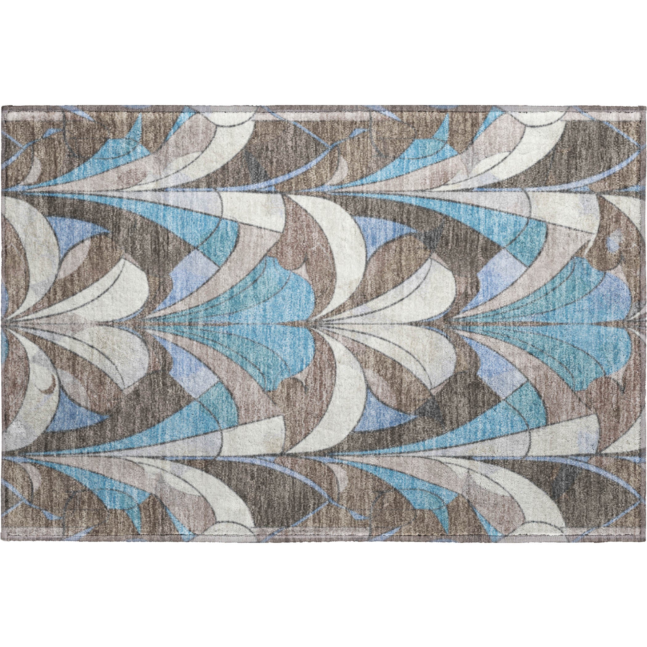 Kotor Machine Washable Transitional Brown Rug 1'8" x 2'6" #shape_Rectangle