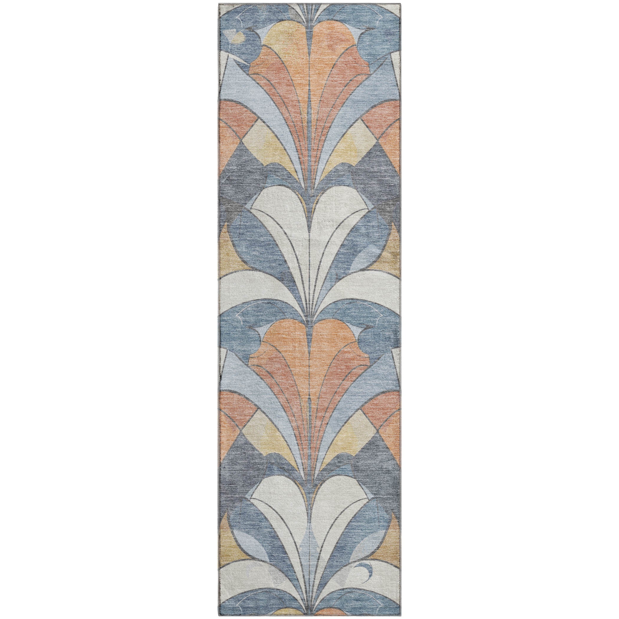 Kotor Machine Washable Transitional Denim Blue Rug 2'3" x 7'6" #shape_Runner