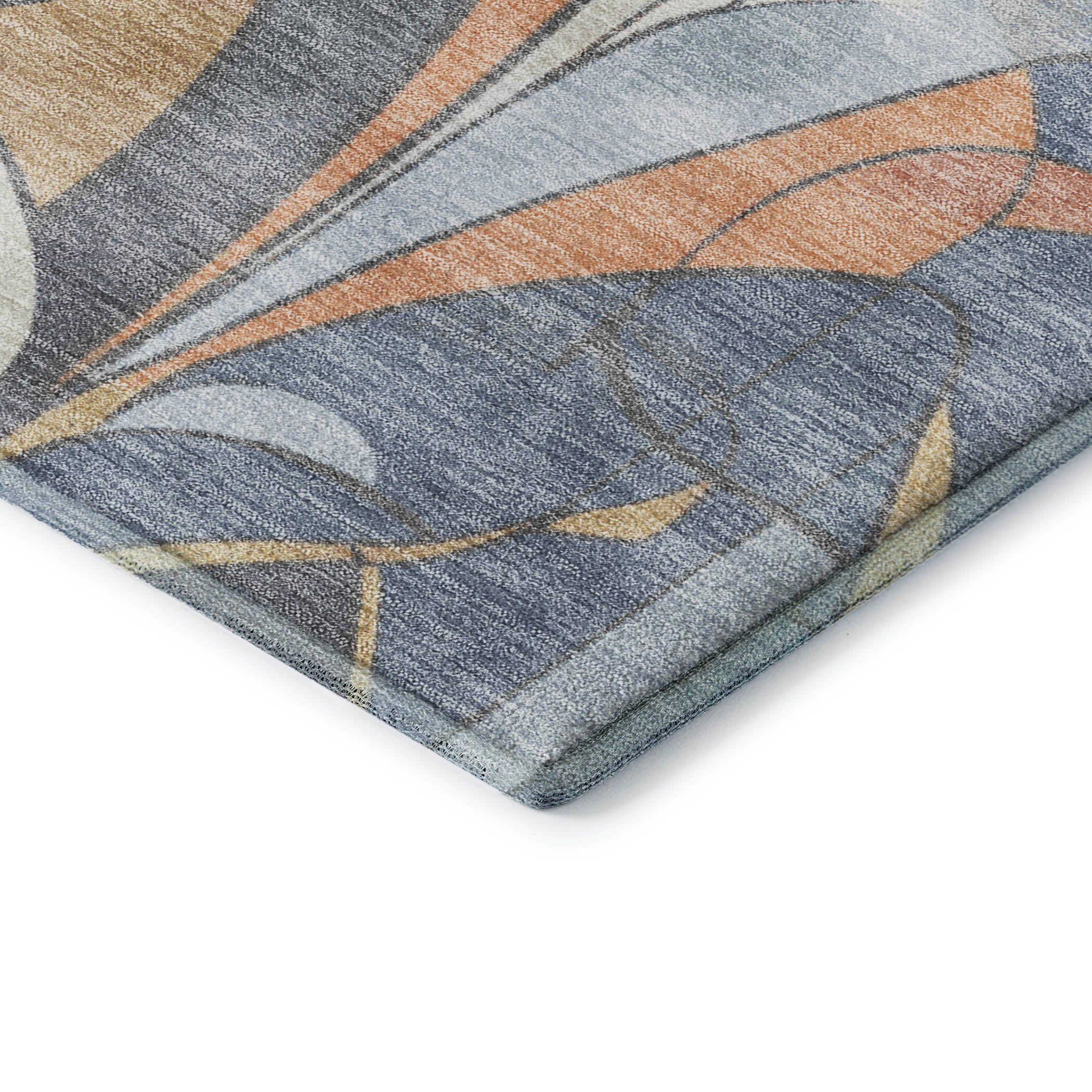 Kotor Machine Washable Transitional Denim Blue Rug 1'8" x 2'6" #shape_Rectangle