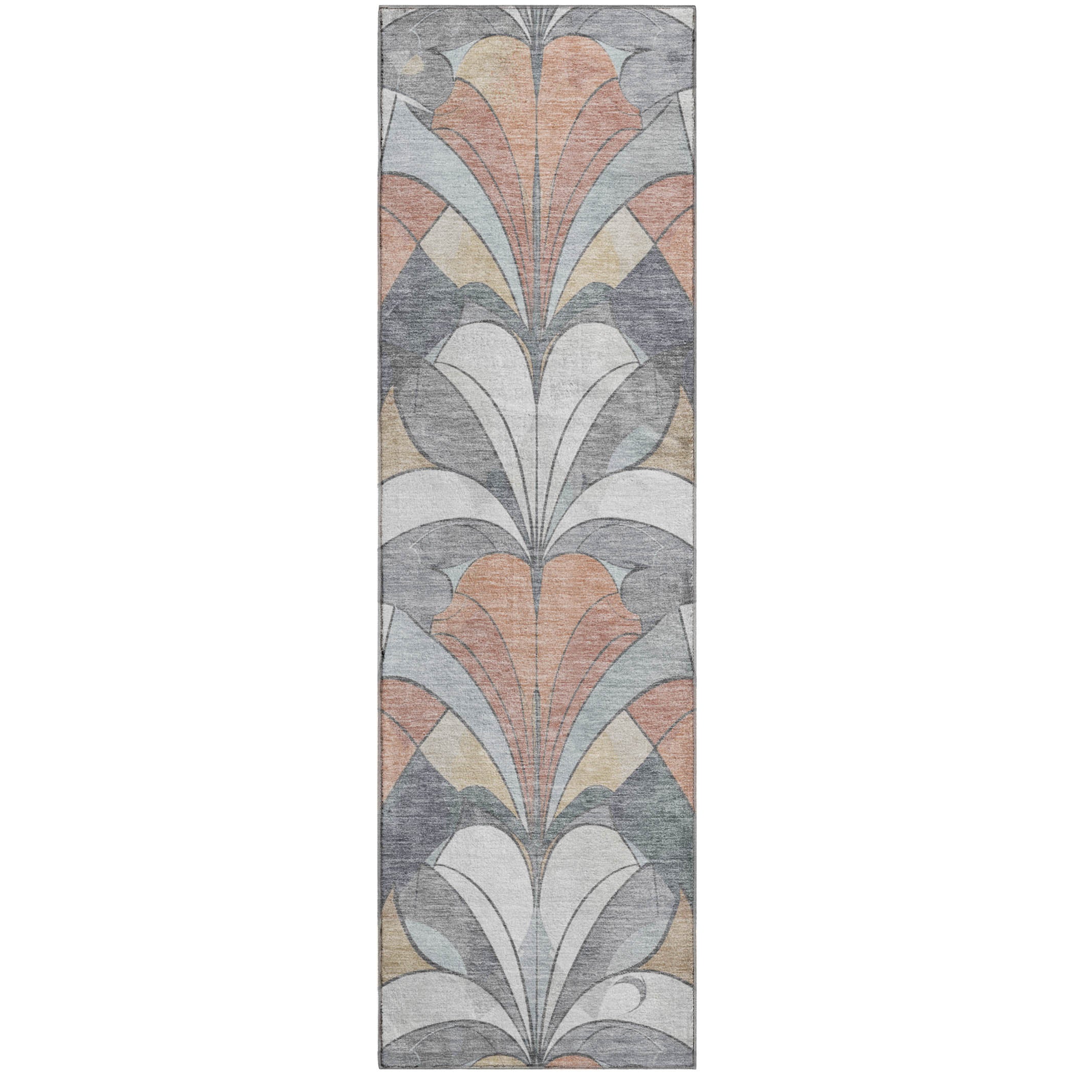 Kotor Machine Washable Transitional Gray Rug 2'3" x 7'6" #shape_Runner