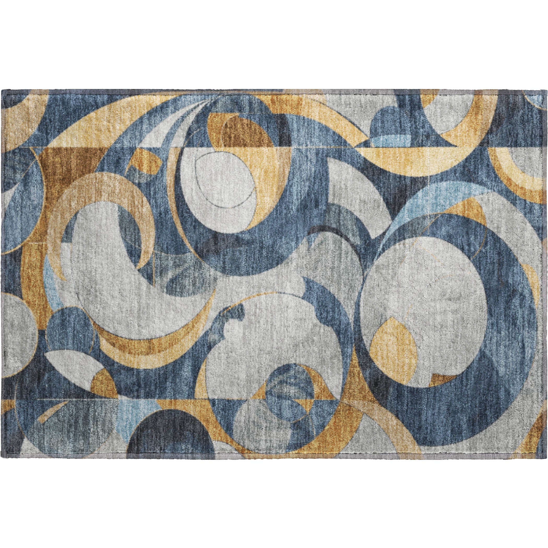 Seoul Machine Washable Transitional Blue Rug 1'8" x 2'6" #shape_Rectangle