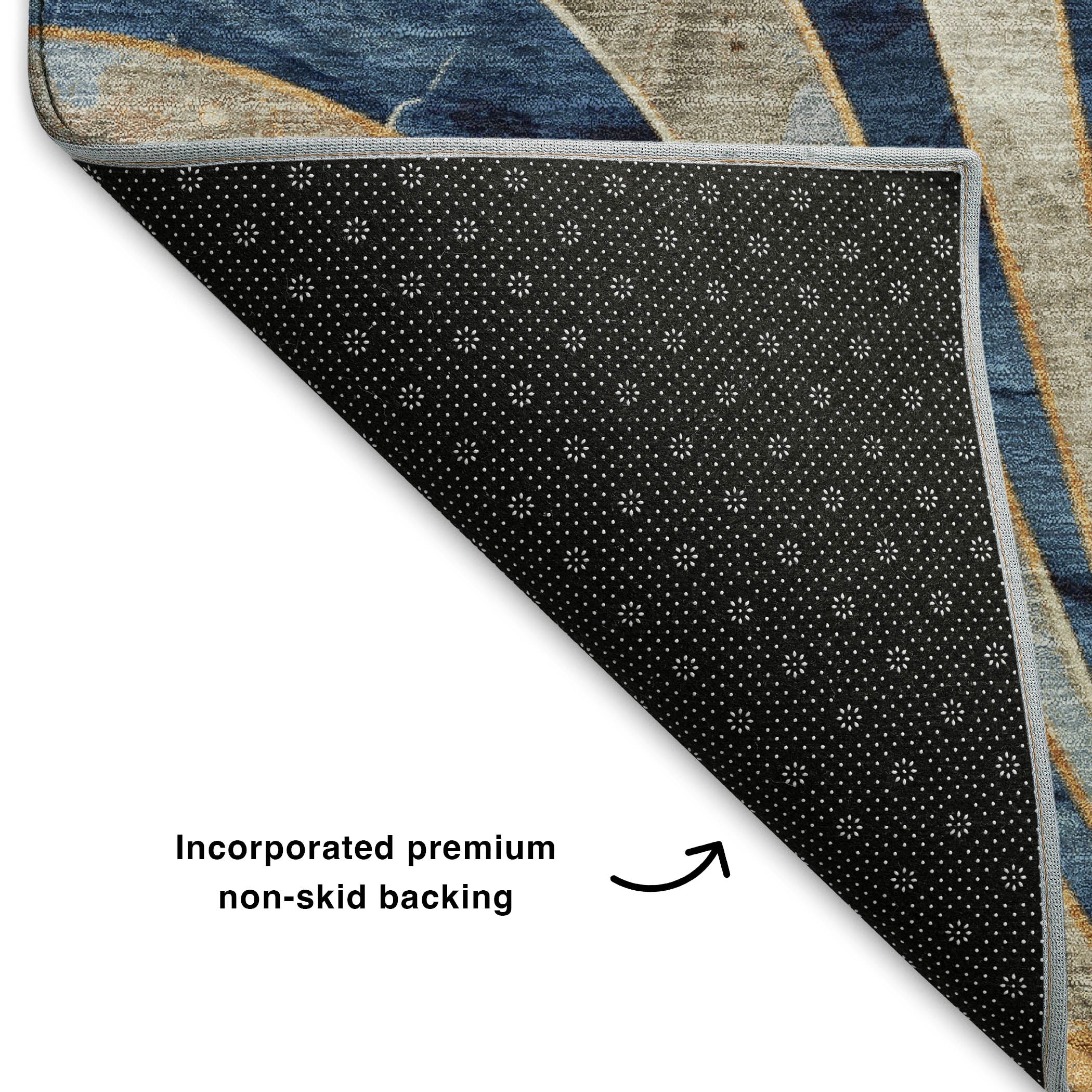 Kathmandu Machine Washable Transitional Navy Blue Rug 1'8" x 2'6" #shape_Rectangle
