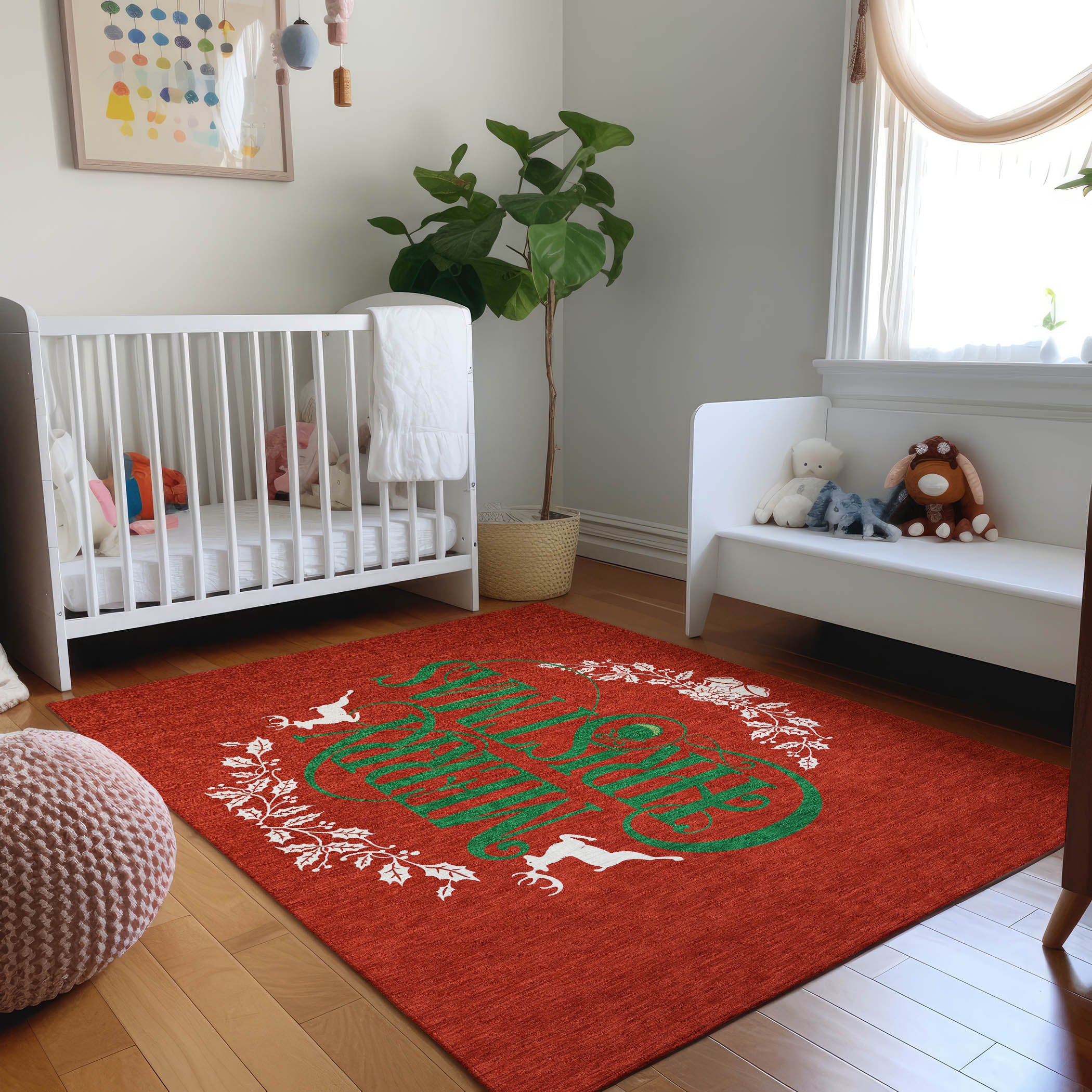 Bogota Machine Washable Holiday Ruby Red Rug 2'6" x 3'10" #shape_Rectangle