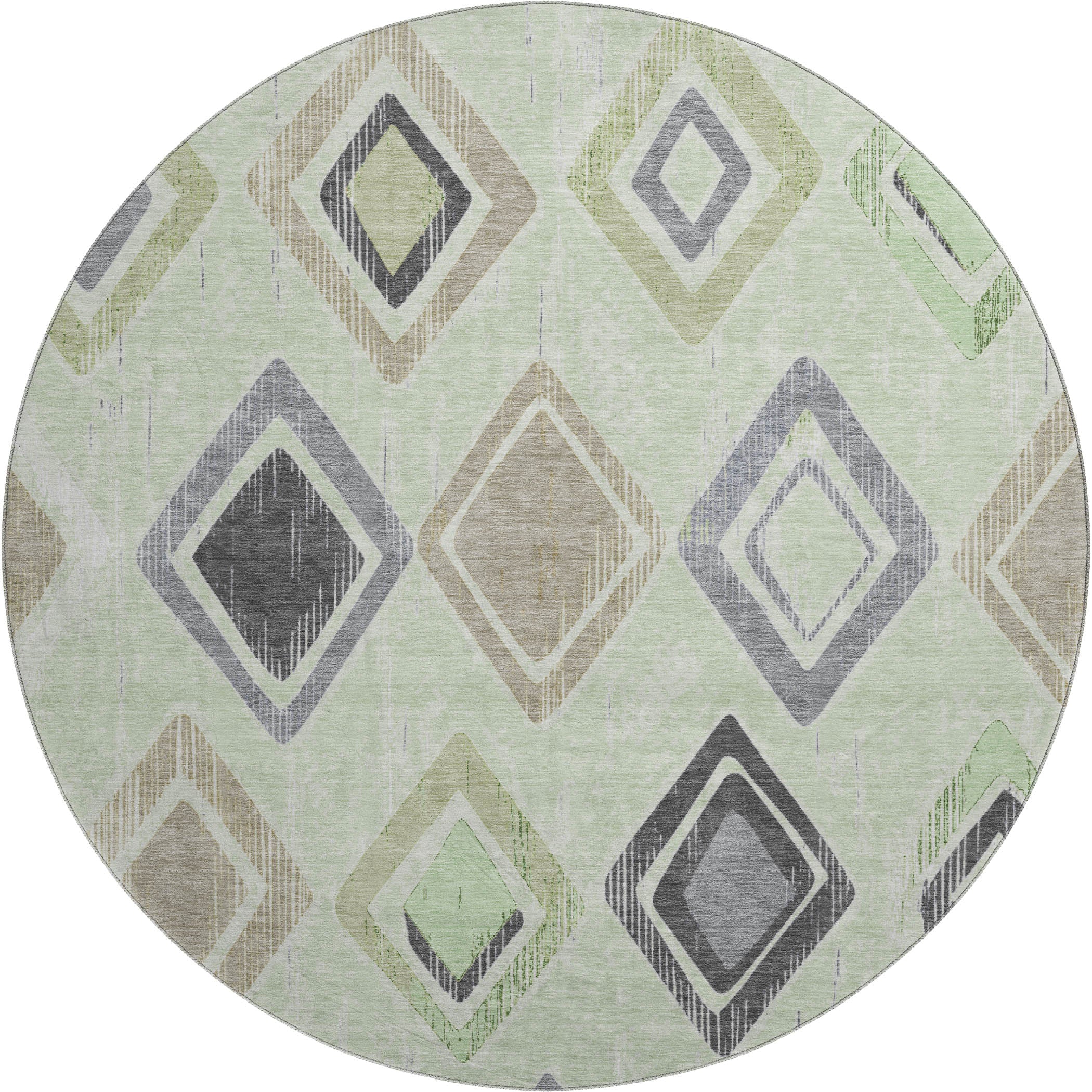 Lucerne Machine Washable Transitional Aloe Green Rug 8' x 8' #shape_Round