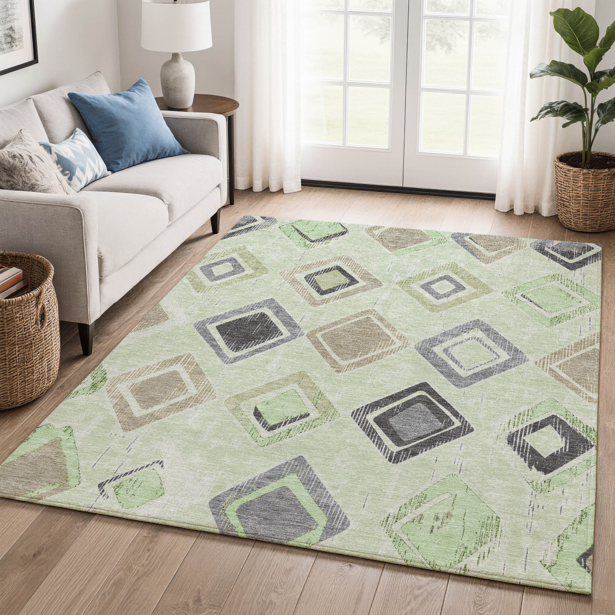 Lucerne Machine Washable Transitional Aloe Green Rug 2'6" x 3'10" #shape_Rectangle