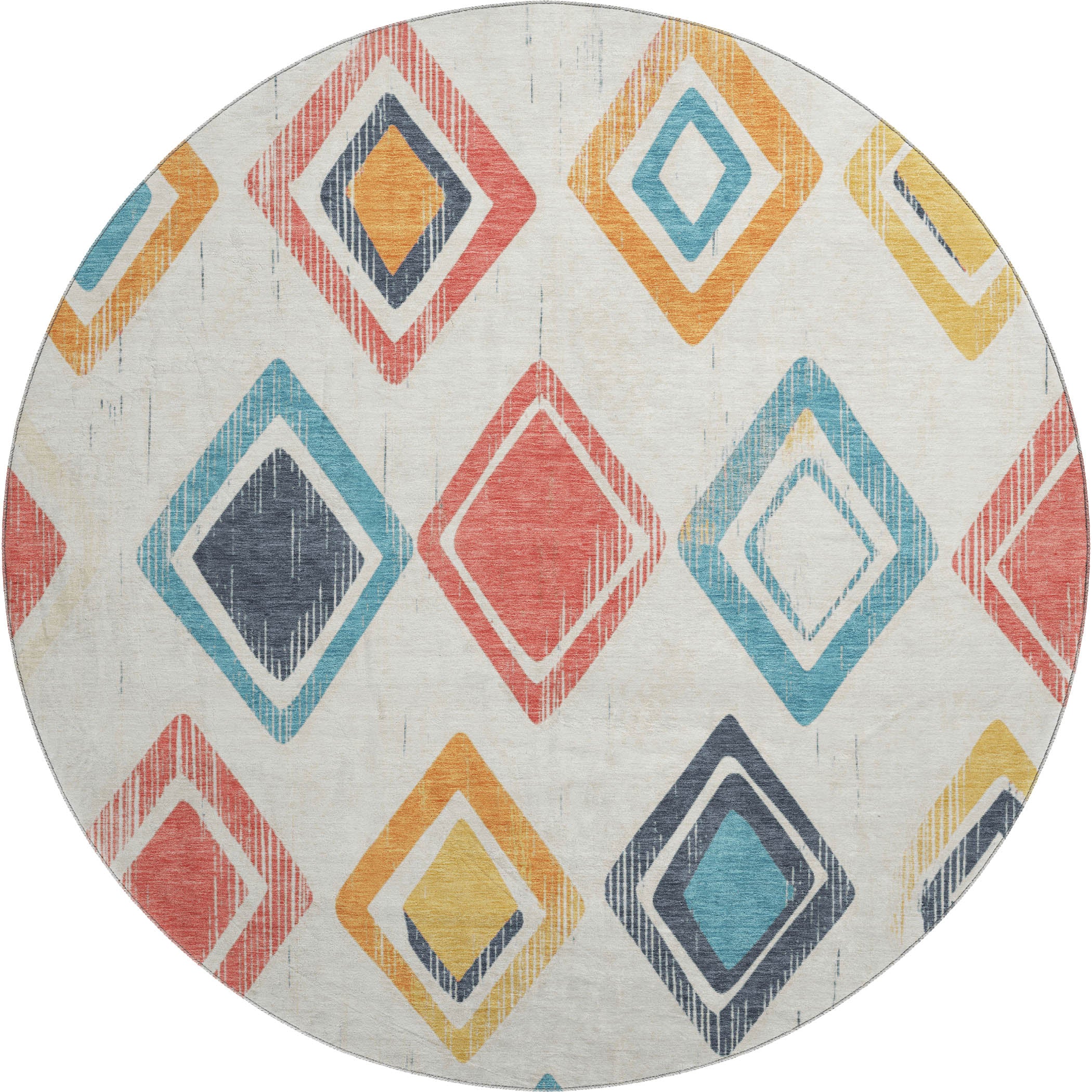 Lucerne Machine Washable Transitional Ivory Rug 8' x 8' #shape_Round