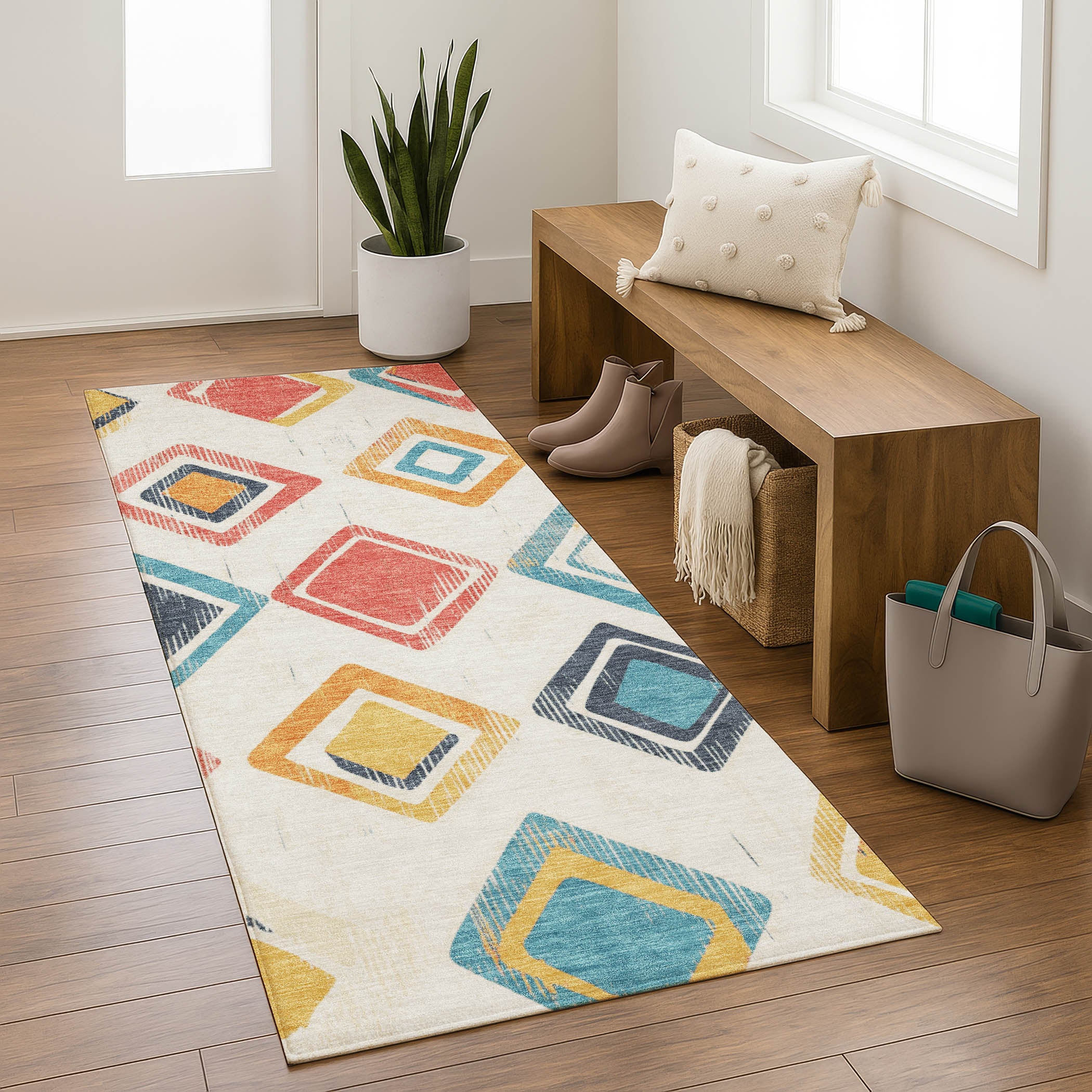 Lucerne Machine Washable Transitional Ivory Rug 2'3" x 7'6" #shape_Runner