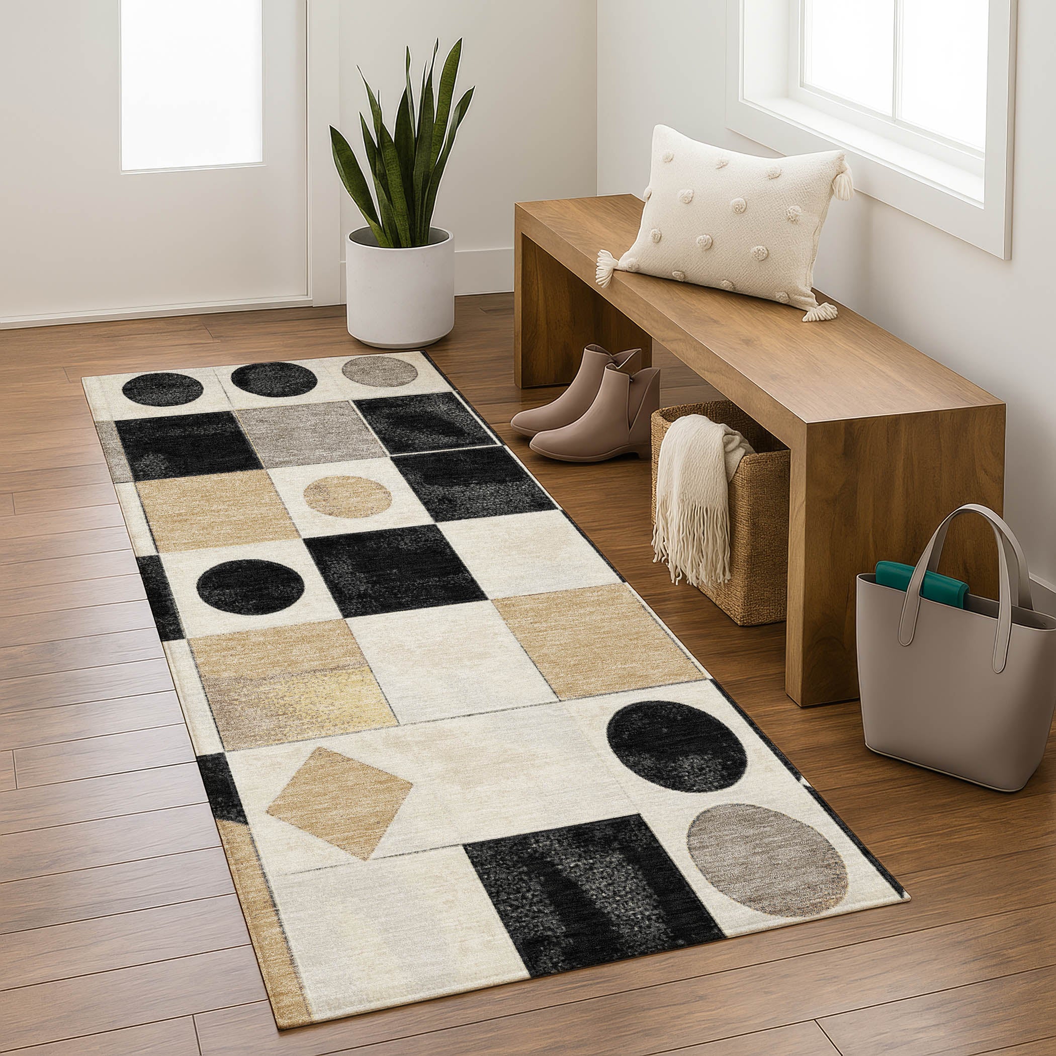 Istanbul Machine Washable Transitional Black Rug 2'3" x 7'6" #shape_Runner