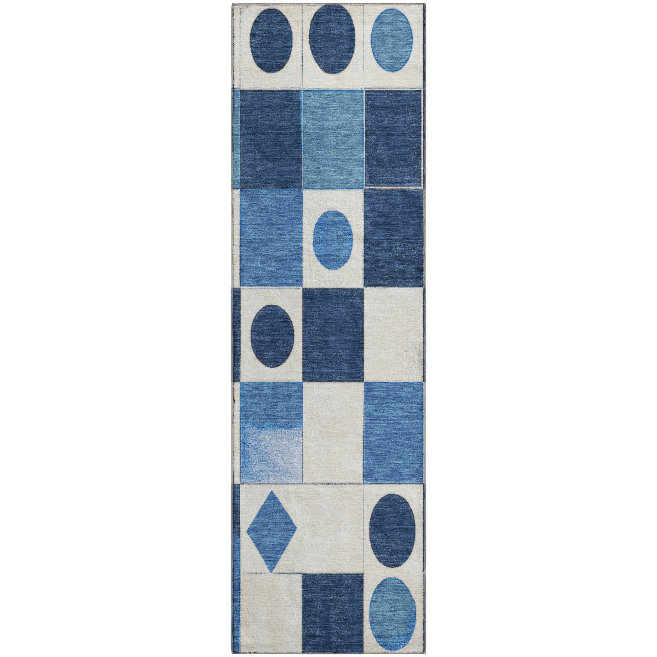 Istanbul Machine Washable Transitional Blue Rug 2'3" x 7'6" #shape_Runner
