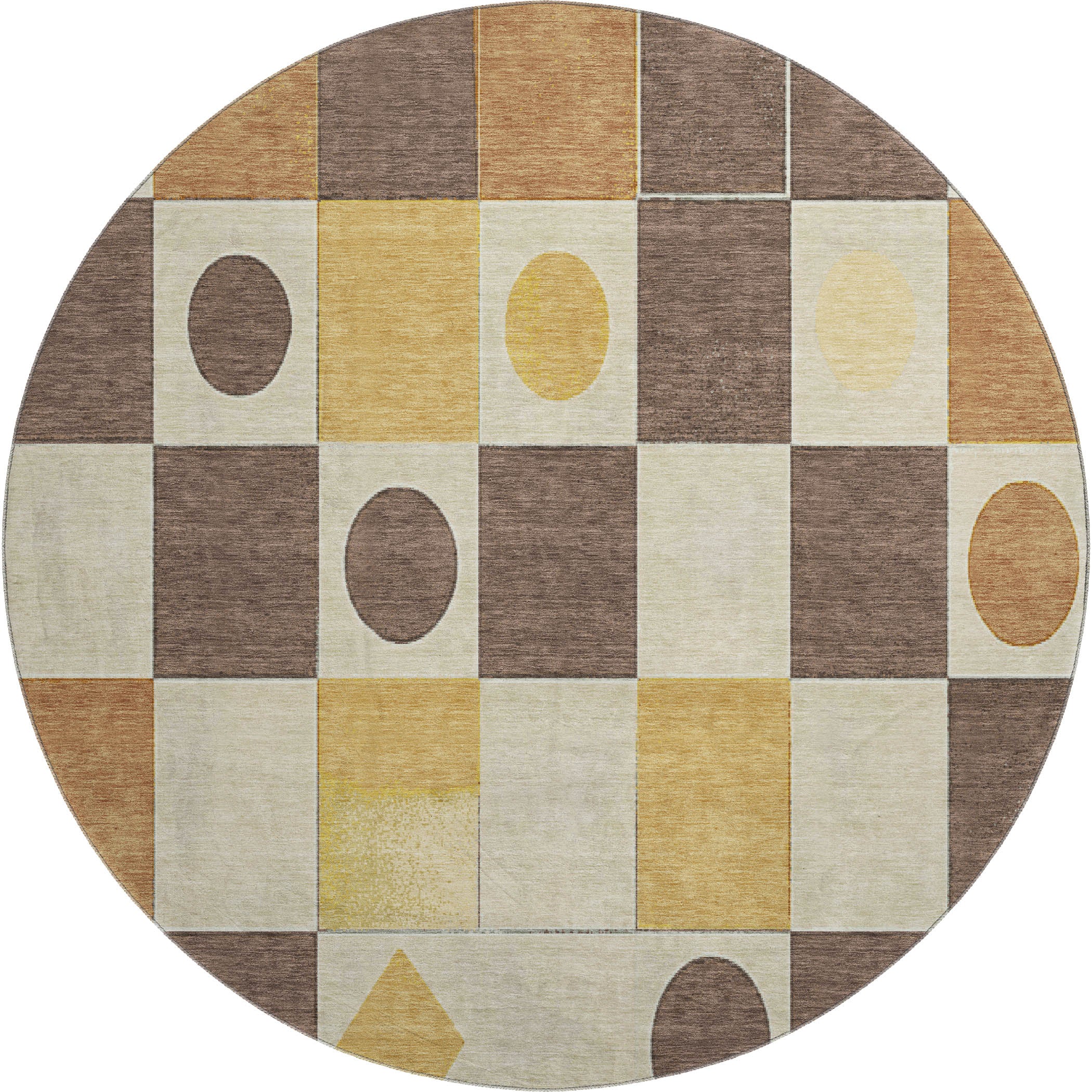 Istanbul Machine Washable Transitional Brown Rug 8' x 8' #shape_Round
