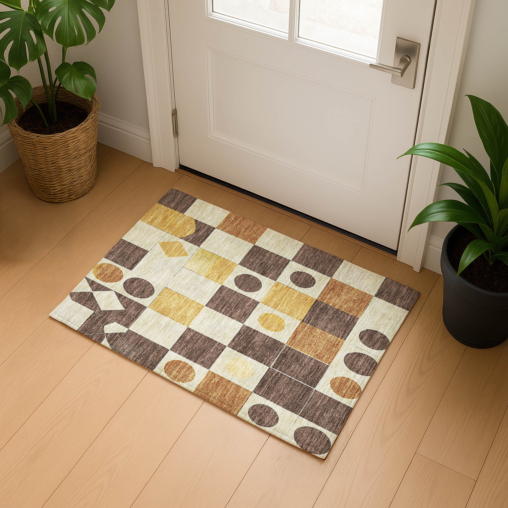 Istanbul Machine Washable Transitional Brown Rug 1'8" x 2'6" #shape_Rectangle
