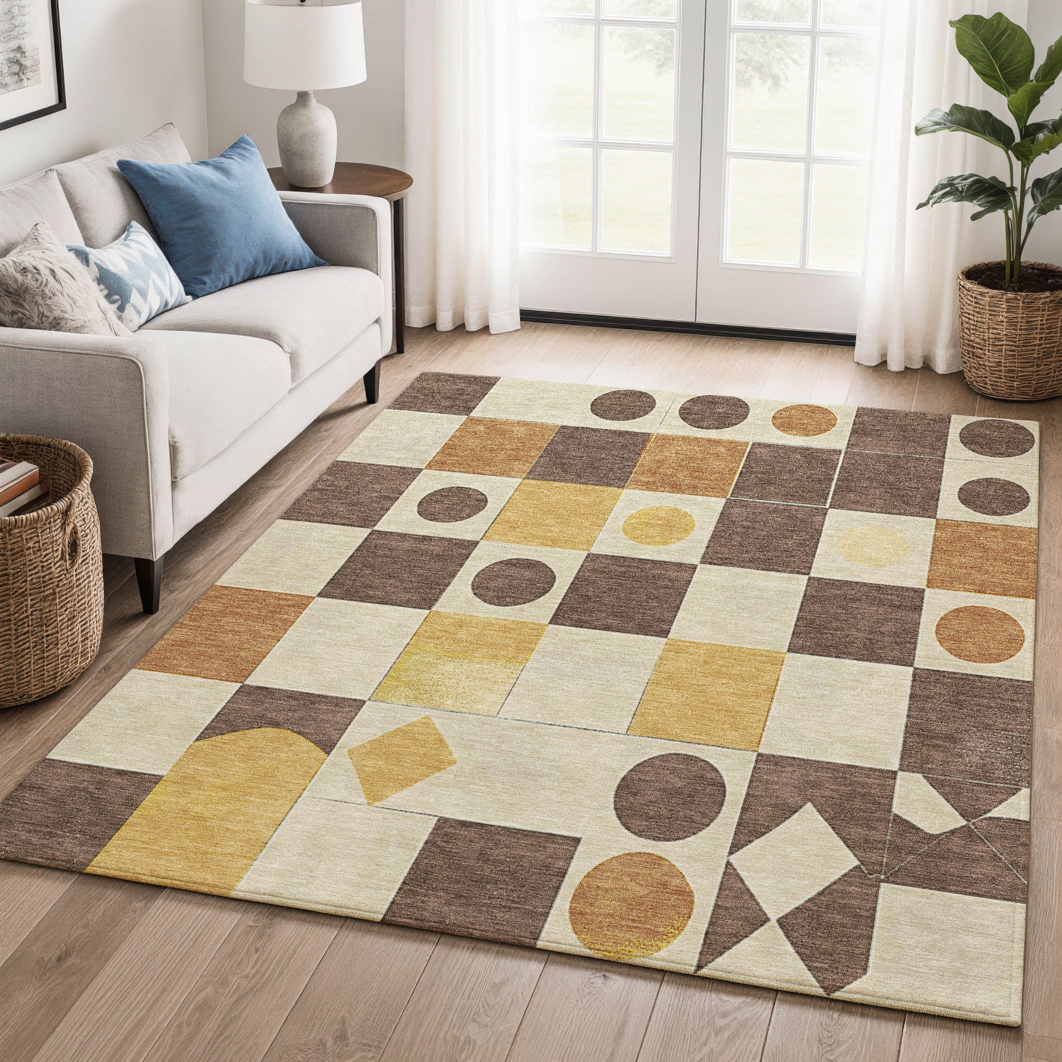 Istanbul Machine Washable Transitional Brown Rug 2'6" x 3'10" #shape_Rectangle