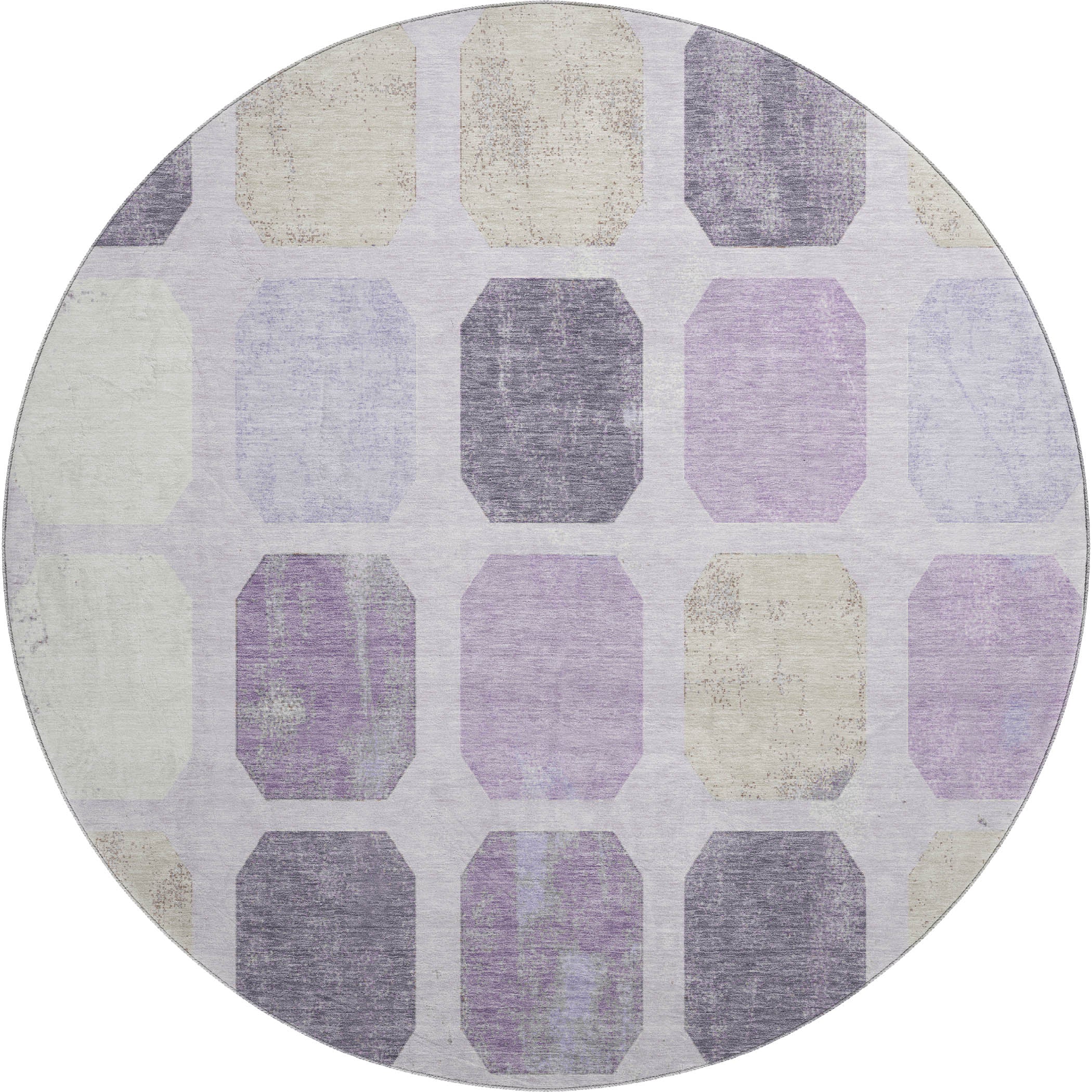 Dublin Machine Washable Transitional Lavender Purple Rug 8' x 8' #shape_Round