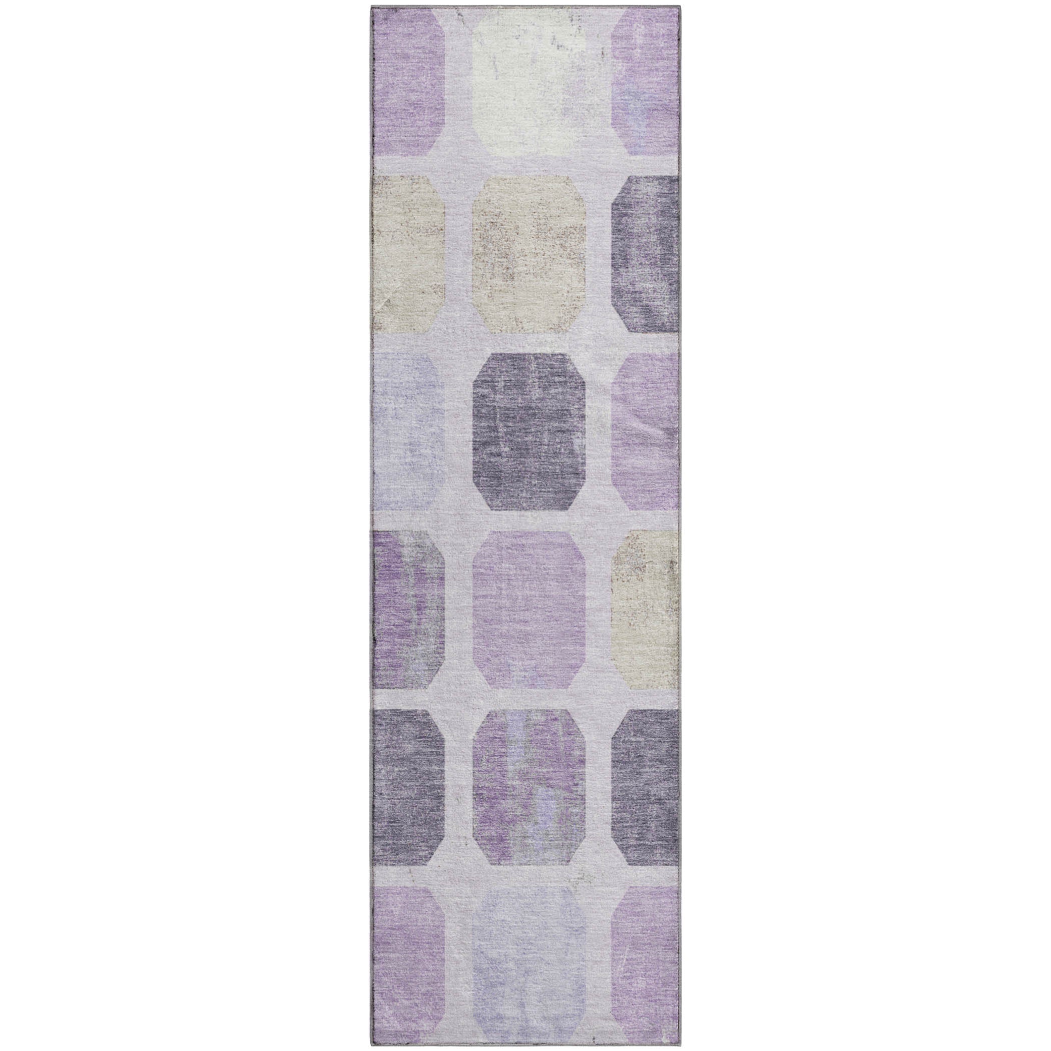 Dublin Machine Washable Transitional Lavender Purple Rug 2'3" x 7'6" #shape_Runner