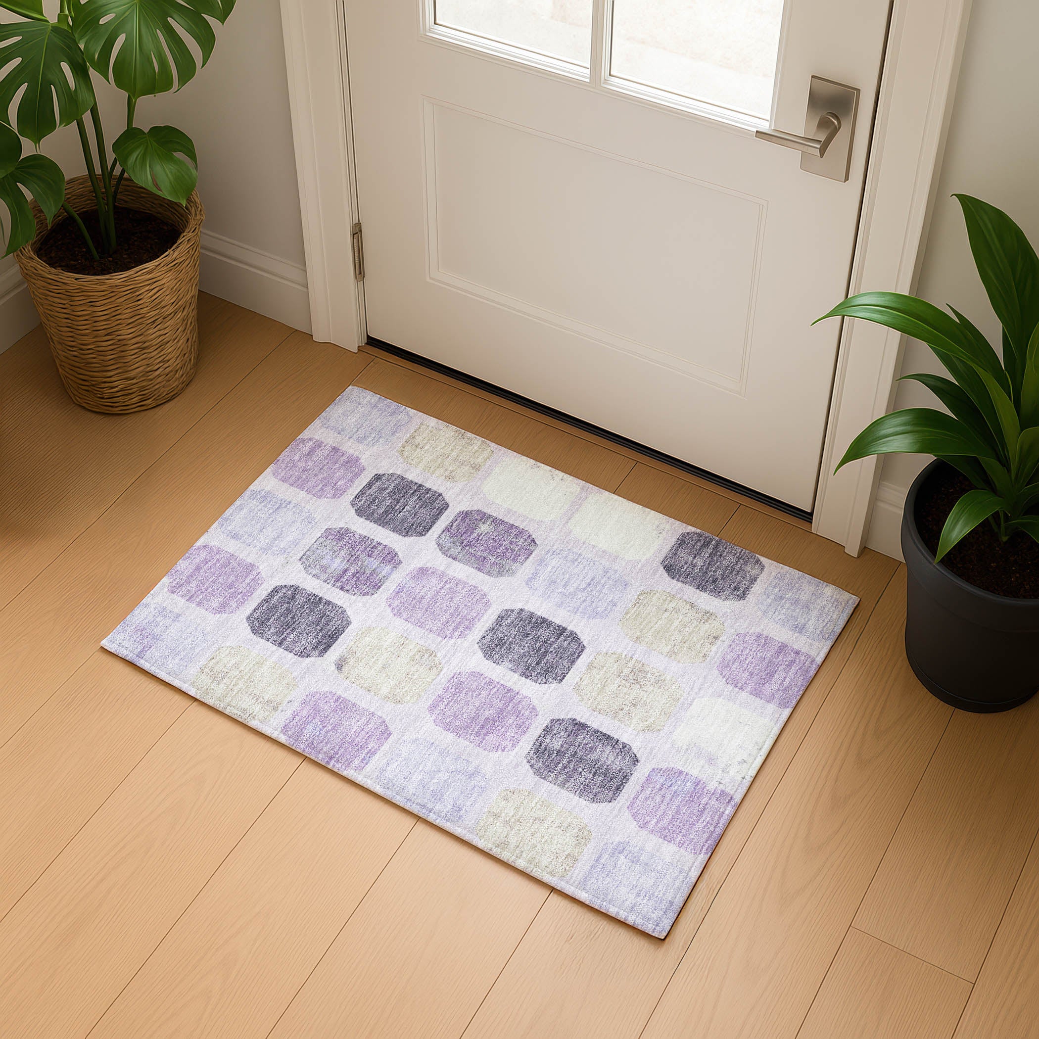 Dublin Machine Washable Transitional Lavender Purple Rug 1'8" x 2'6" #shape_Rectangle