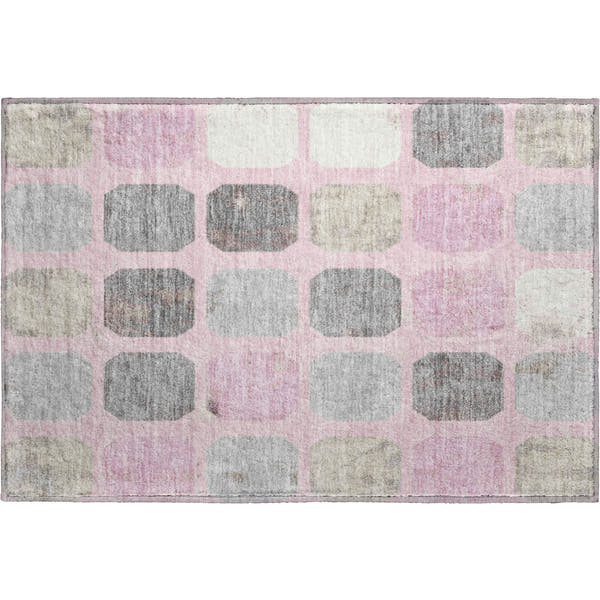 Dublin Machine Washable Transitional Pink Rug 1'8" x 2'6"