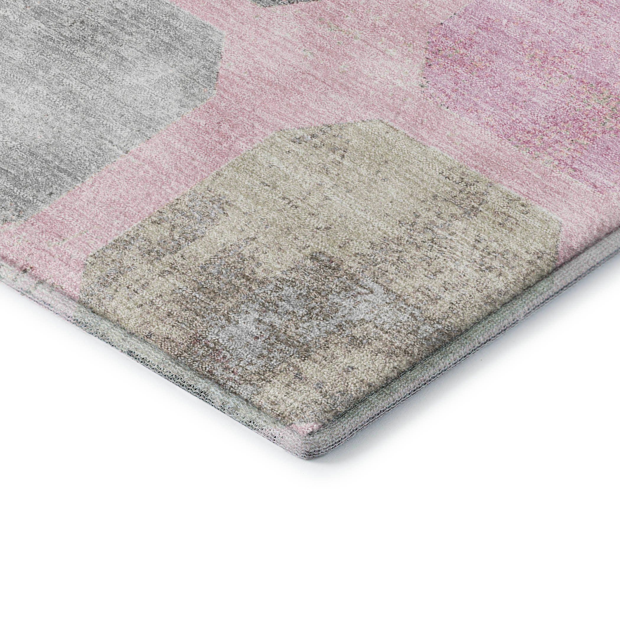 Dublin Machine Washable Transitional Pink Rug 1'8" x 2'6" #shape_Rectangle