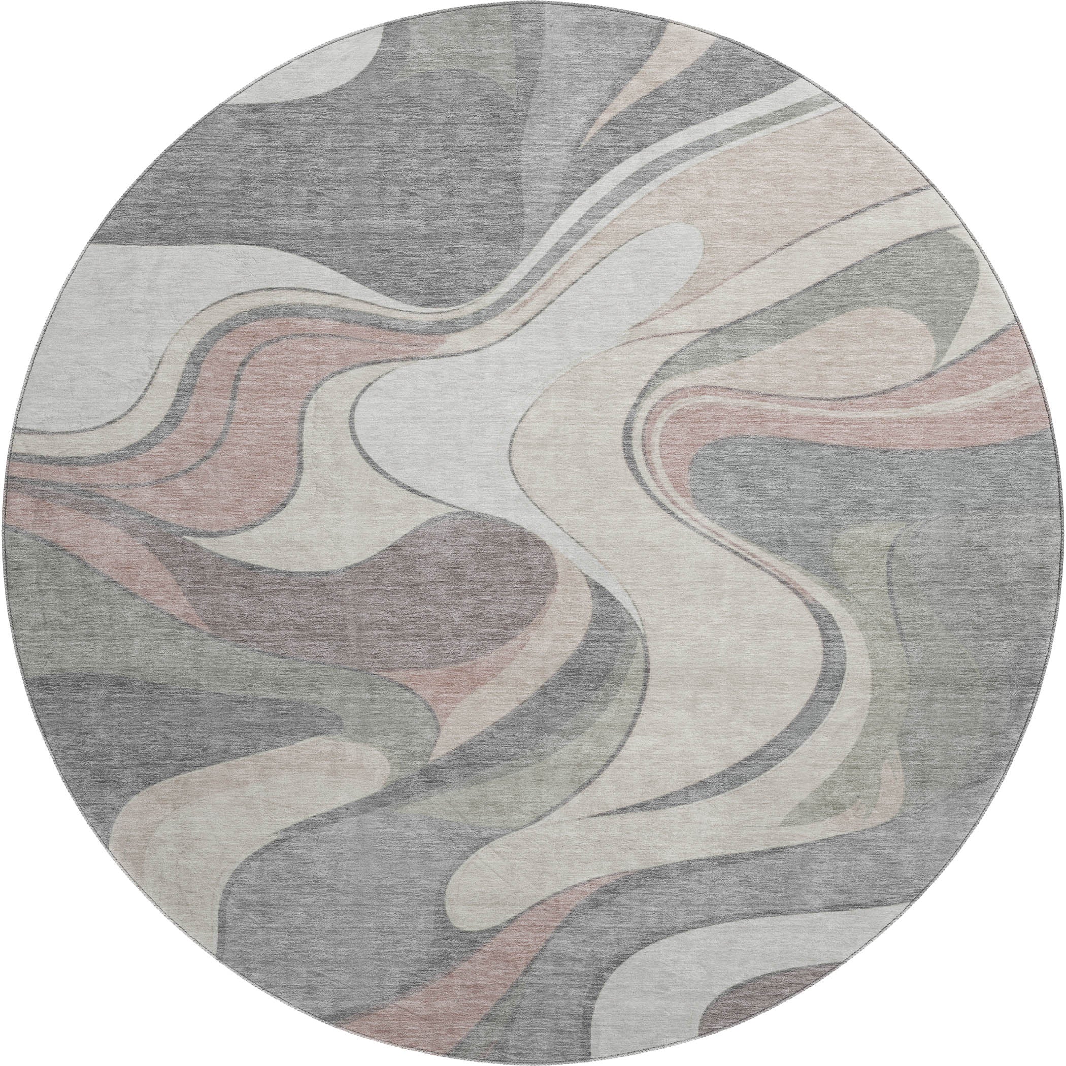 Reykjavik Machine Washable Transitional Beige Brown Rug 8' x 8' #shape_Round