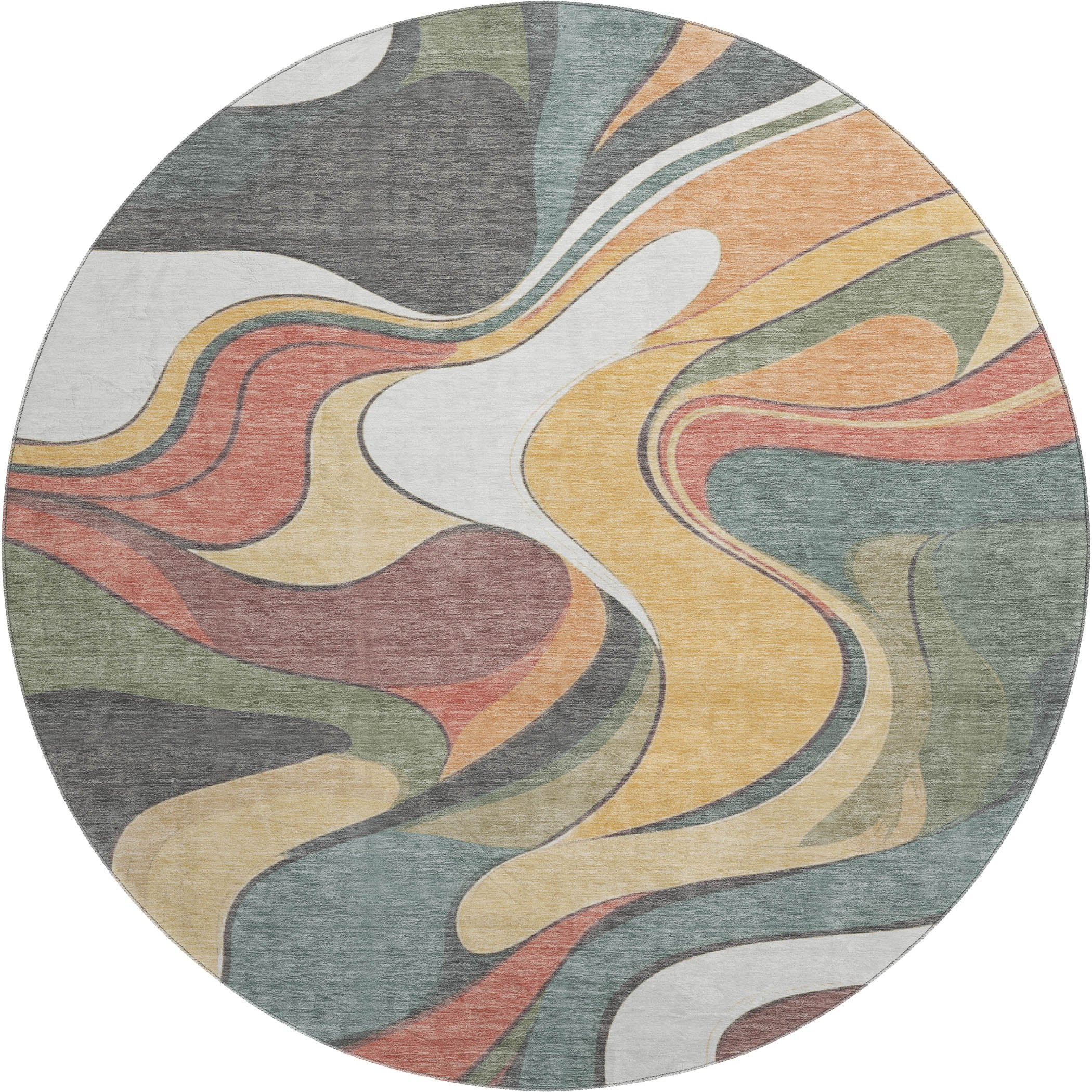 Reykjavik Machine Washable Transitional Gold Rug 8' x 8' #shape_Round