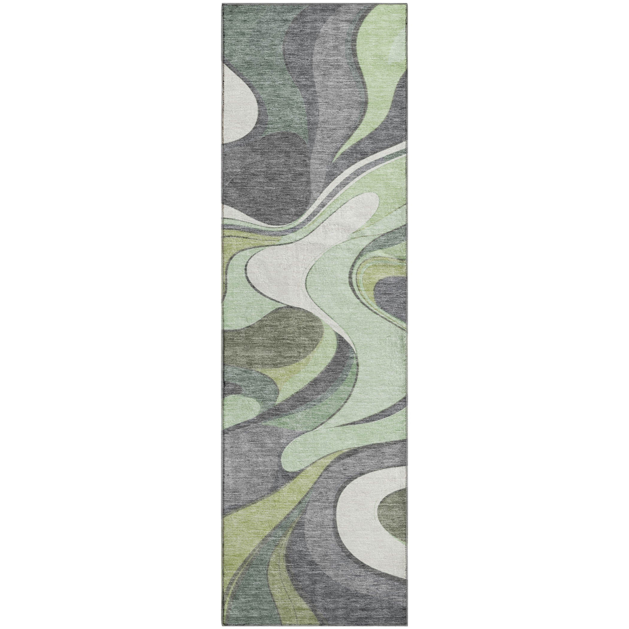 Reykjavik Machine Washable Transitional Green Rug 2'3" x 7'6" #shape_Runner
